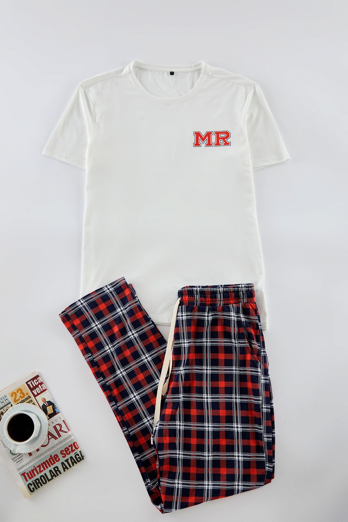 Trendyol Collection-Ecru Color 100% Cotton Double Printed Pajamas Set - Tmnaw25Pt00048 7