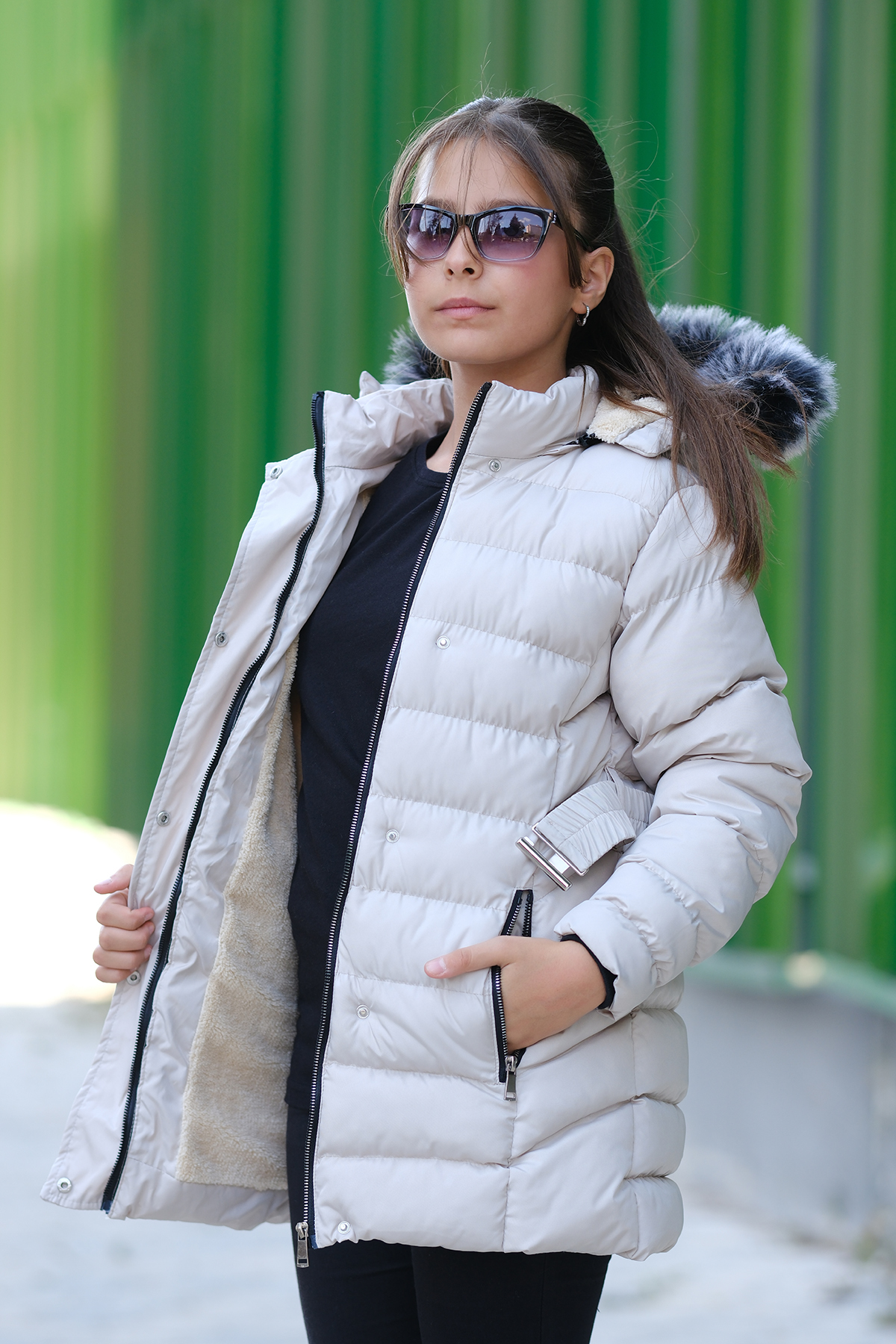  کاپشن پفی دخترانه با آستر پشمی KM.0043