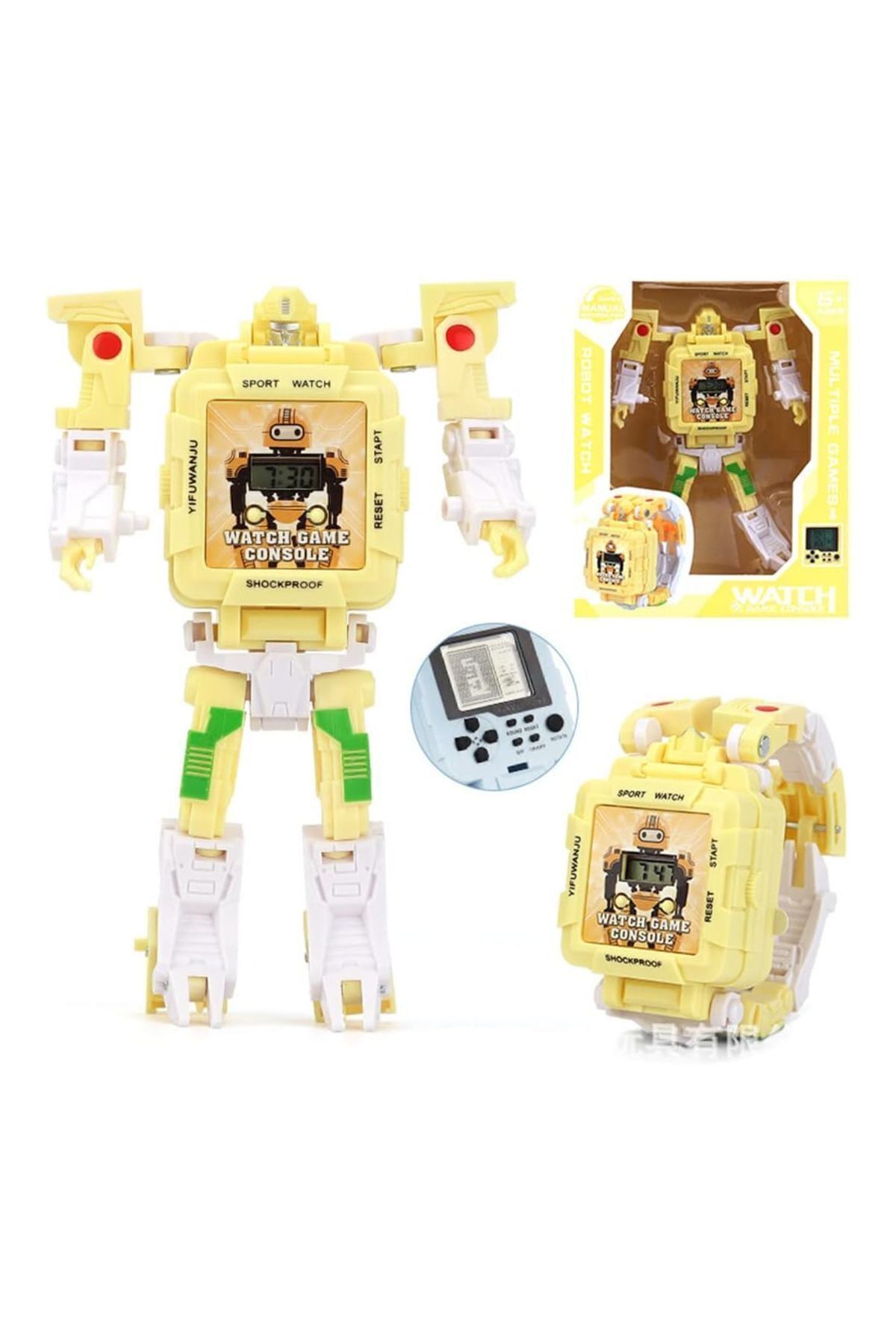 TOYFEST-Transformers Robot Clock with Tetris Game - Pastel Yellow 4