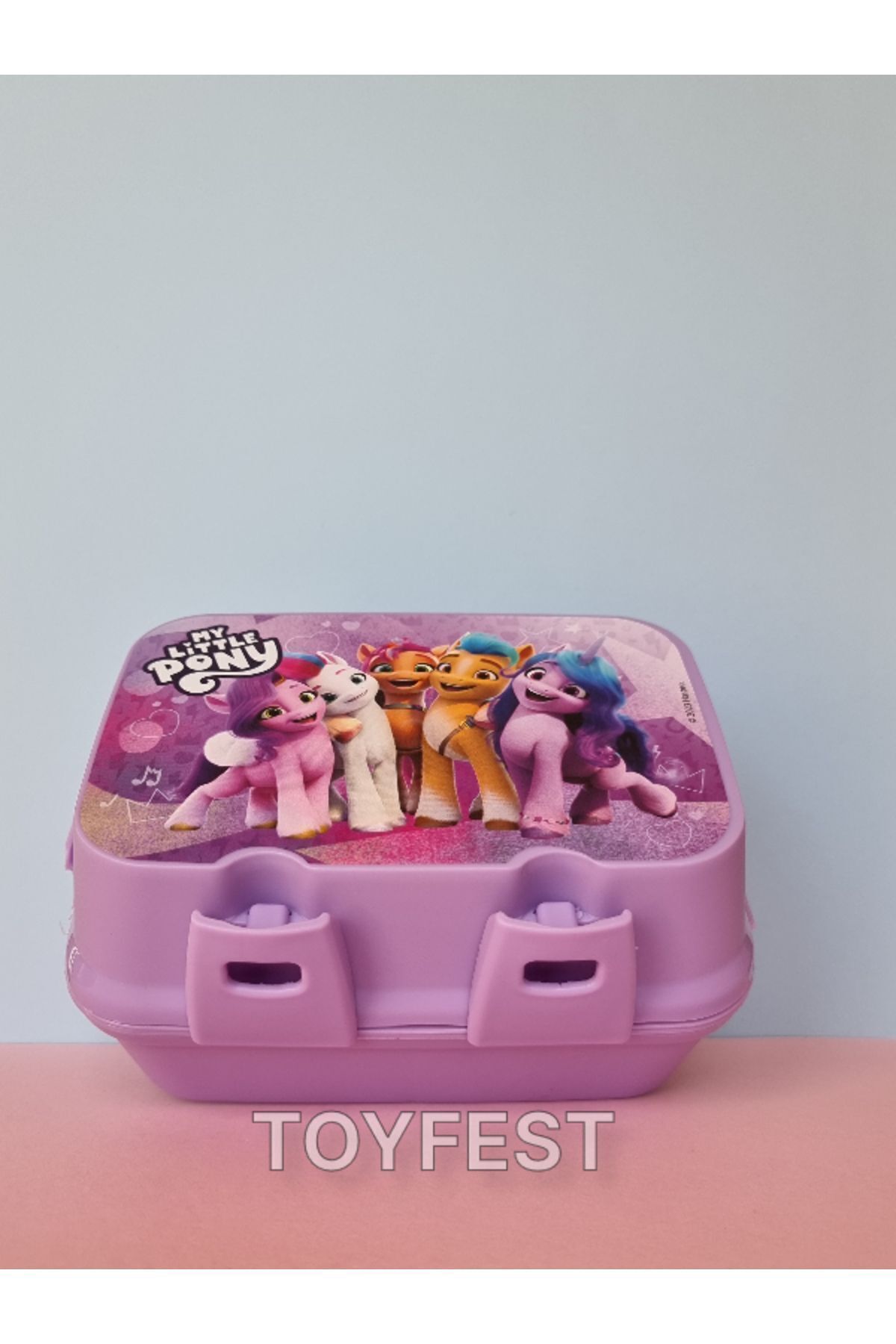 TOYFEST-Lock Lid 2 Tiers 4 Compartments Rectangular & Lunch Box with Spoon and Fork - My Little Pony Themed 5