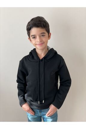 RİRİKİDS Çocuk Kapşonlu Sweatshirt Siyah