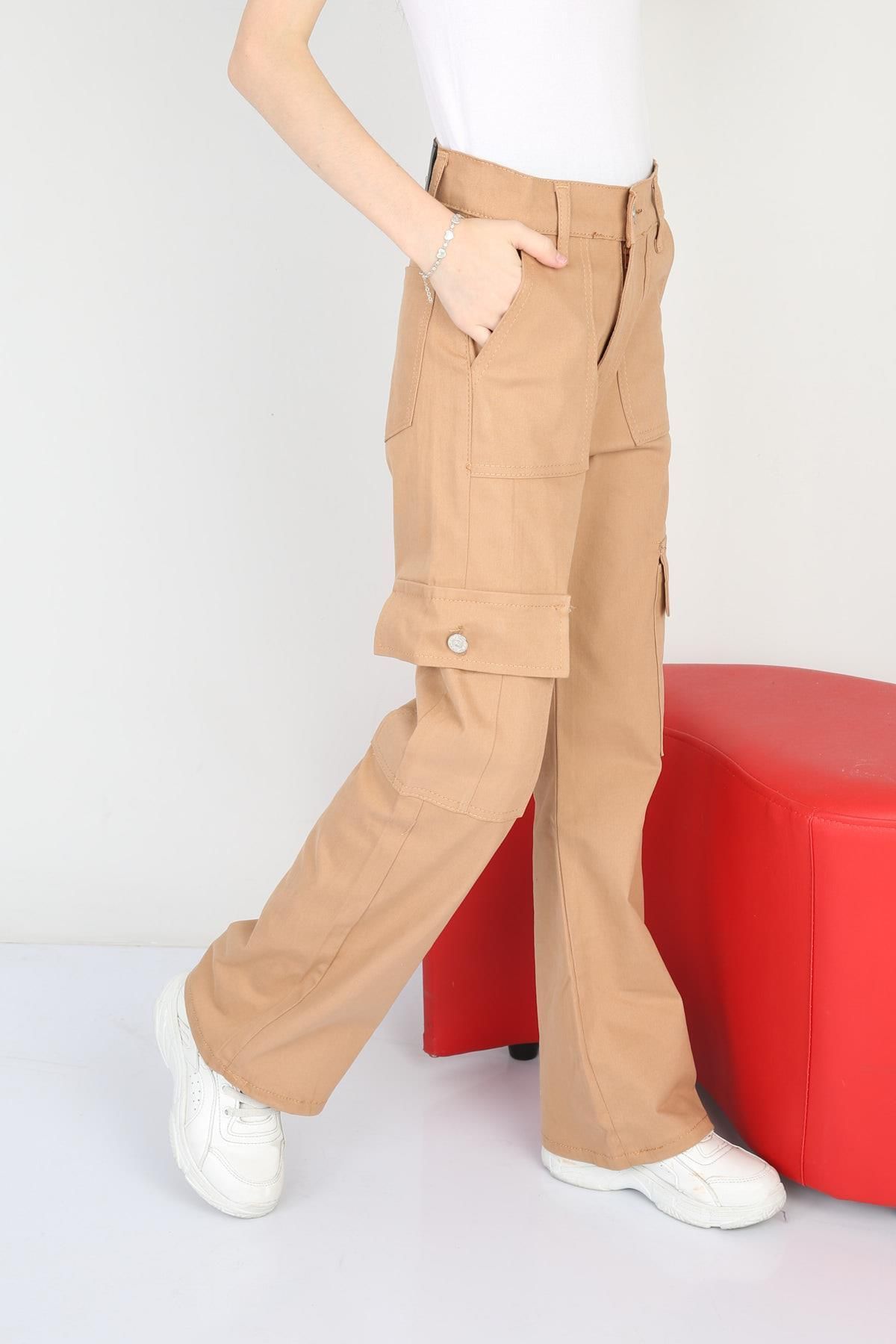 Pina Kids-Pantaloni cargo din in pentru fetiță 2