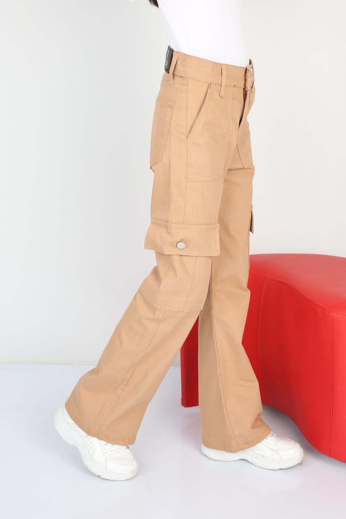 Pina Kids-Pantaloni cargo din in pentru fetiță 3