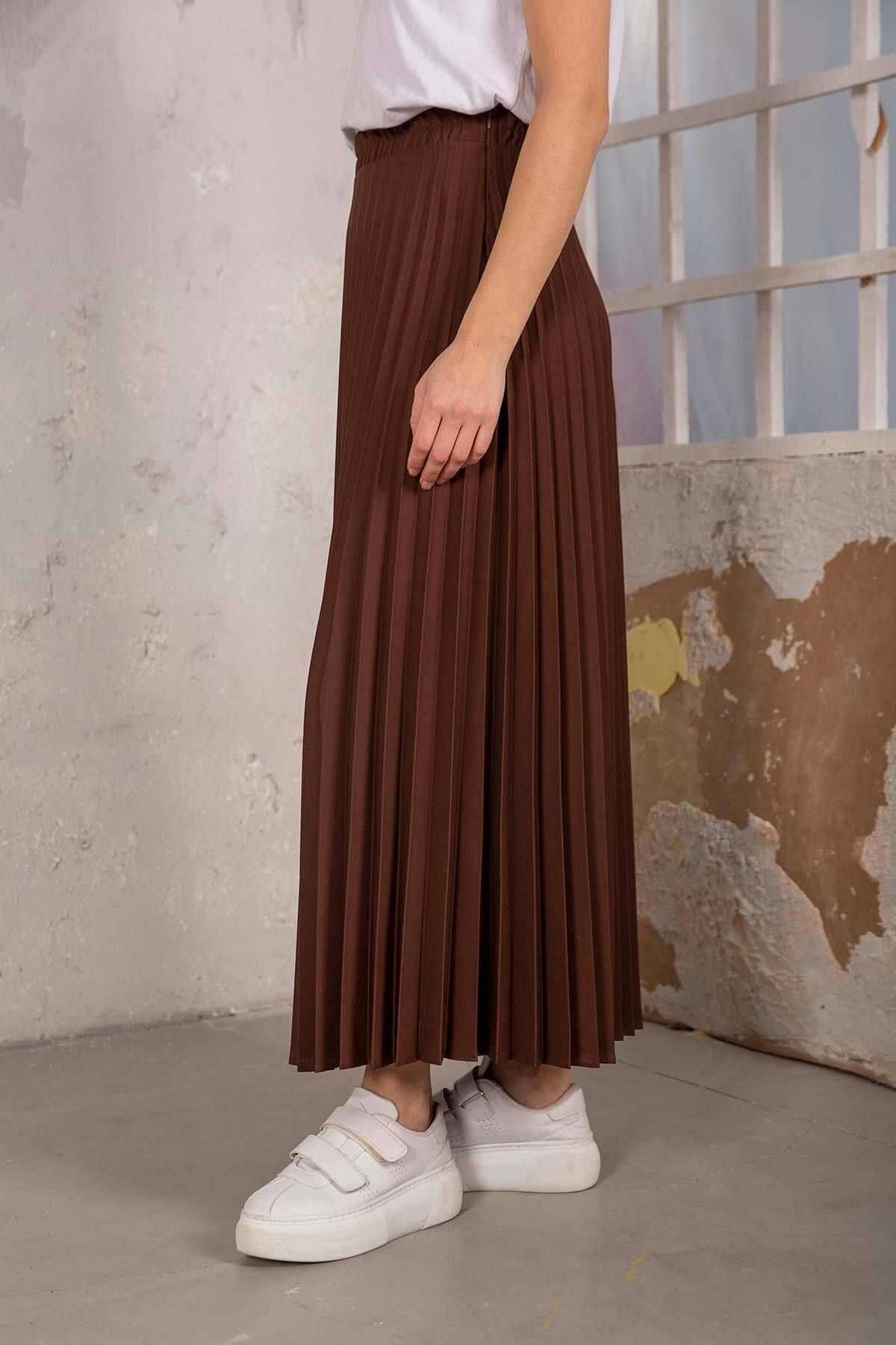 Melike Tatar-Brown Pleated Skirt 32-9001 3
