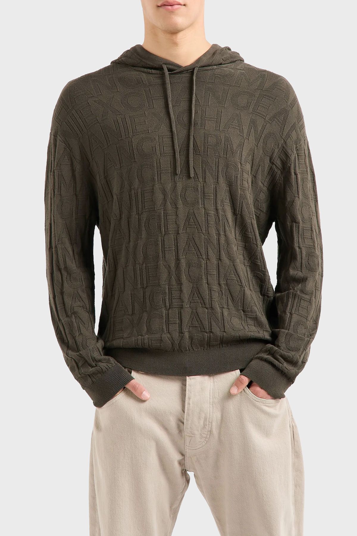 ژاکت بافتنی کلاهدار معمولی ژاکت مردانه 6dzm1b Zm4dz 1897 Armani Exchange