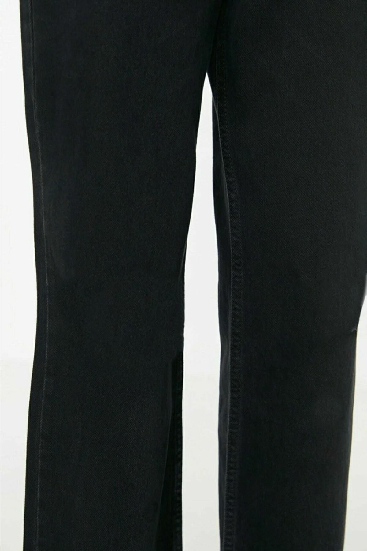 DRC trend-Pantaloni palazzo cu talie super înaltă din lycra neagră Berlin, blugi largi (SUPER HIGH NON-FADE) 4