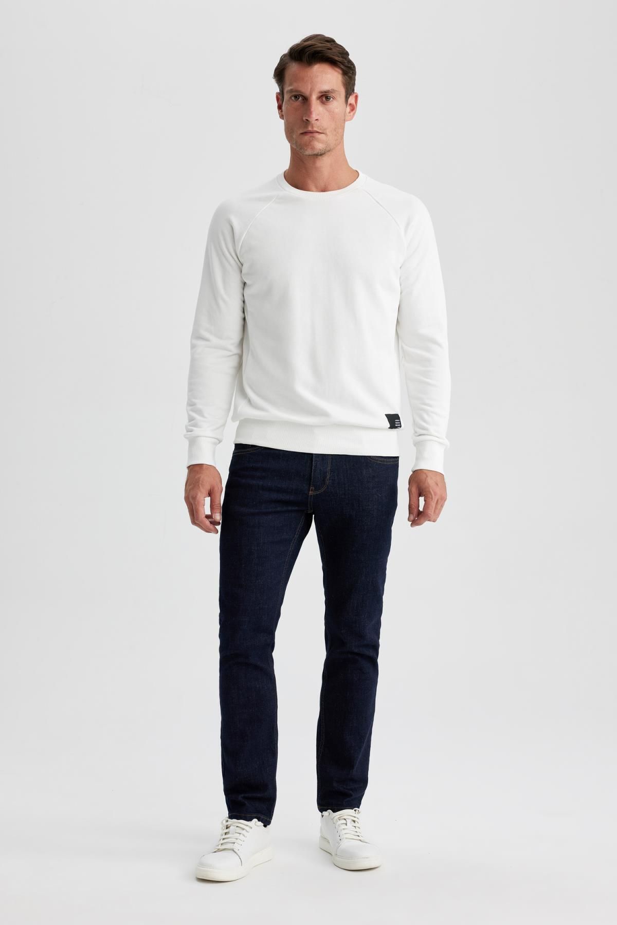 سویشرت مردانه سفید دفاکتو | A5281AX23AU اورجینال - تصویر 2