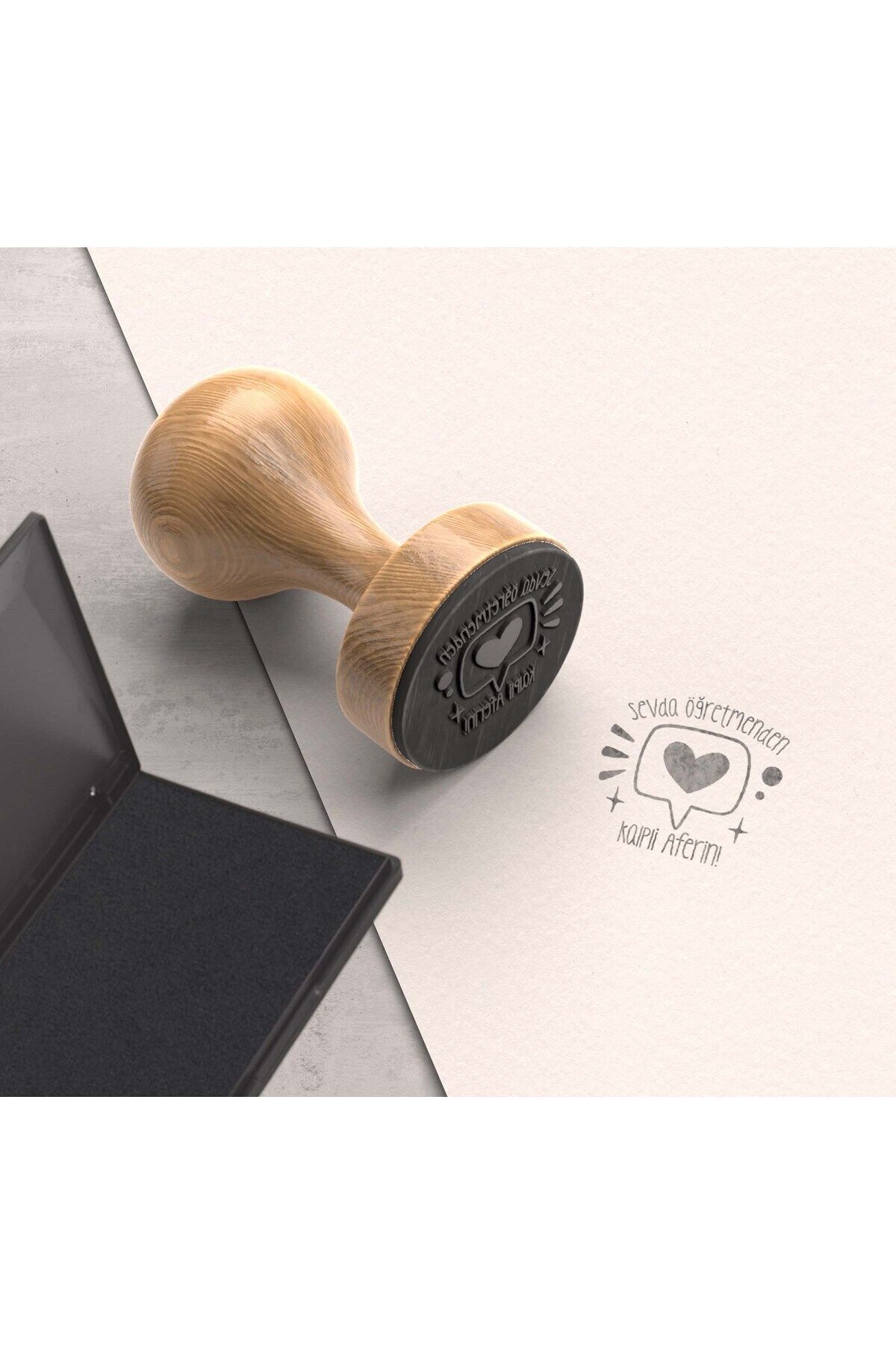 Yaprak Hediyelik Kişiye Özel İsim Yazılı Ahşap Öğretmen Mührü, Mühür Tasarımları İsteğe Göre Baskı