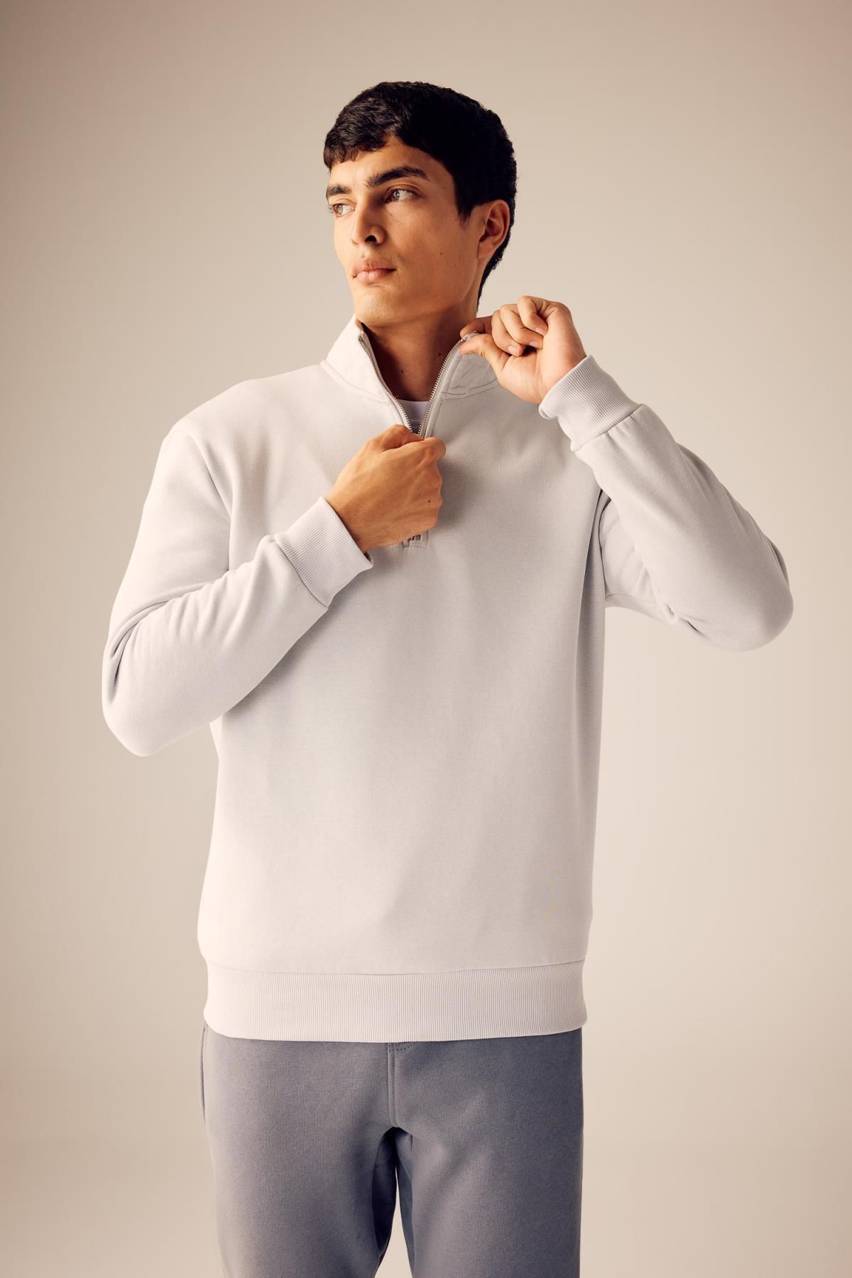 سویشرت مردانه خاکستری دفاکتو | X7405AZ23AU اورجینال - تصویر 3