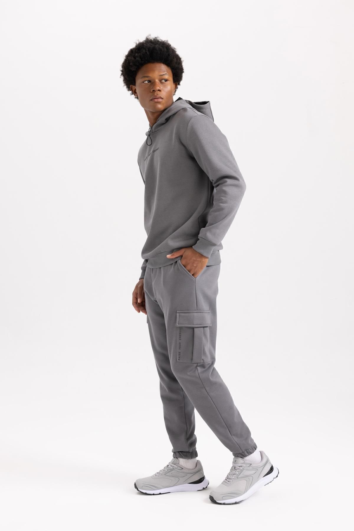 DeFacto-Φούτερ Jogger Standard Fit - με κορδόνια στη μέση και τσέπες Cargo Y7119az23au 3