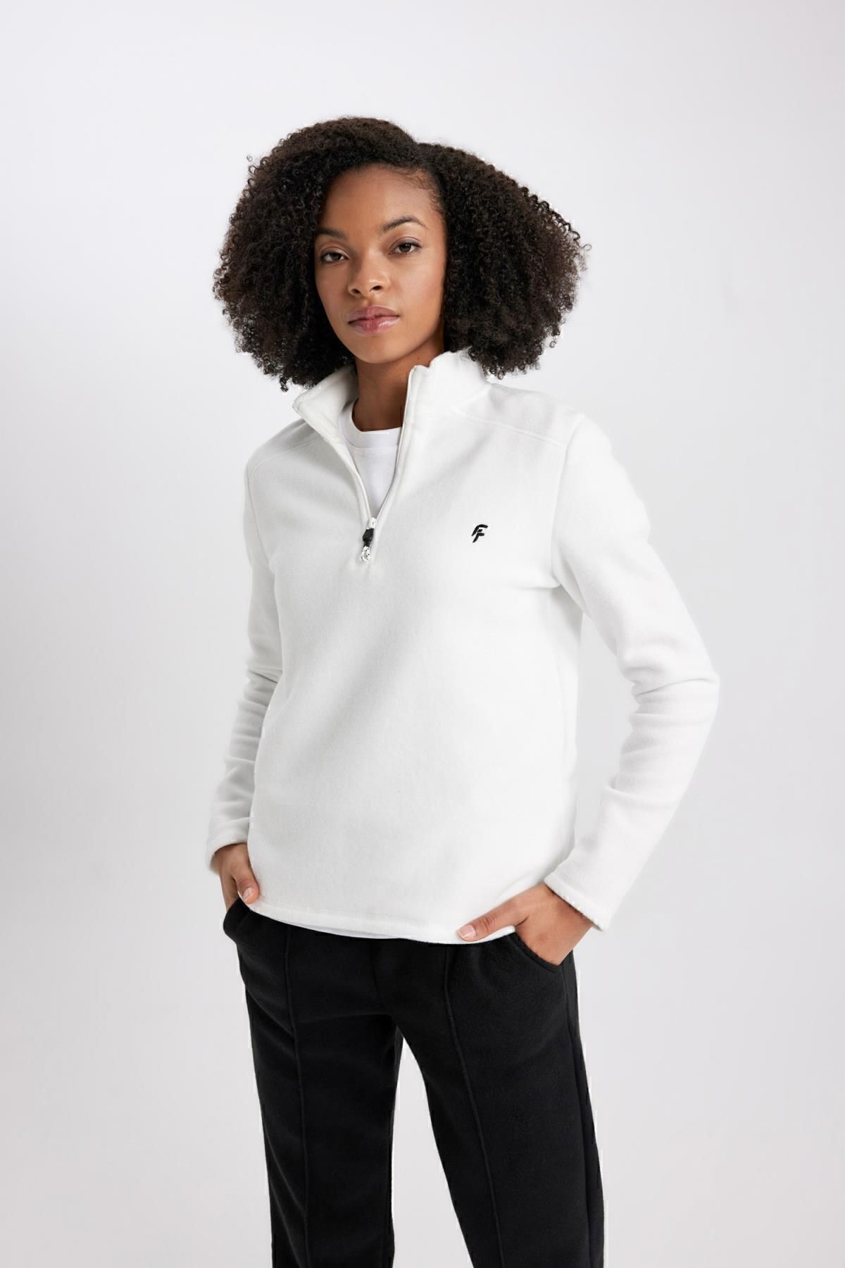 DeFacto-Bedrucktes Fleece-Sweatshirt mit Reißverschlusskragen und Standardpassform A4501ax23wn 6