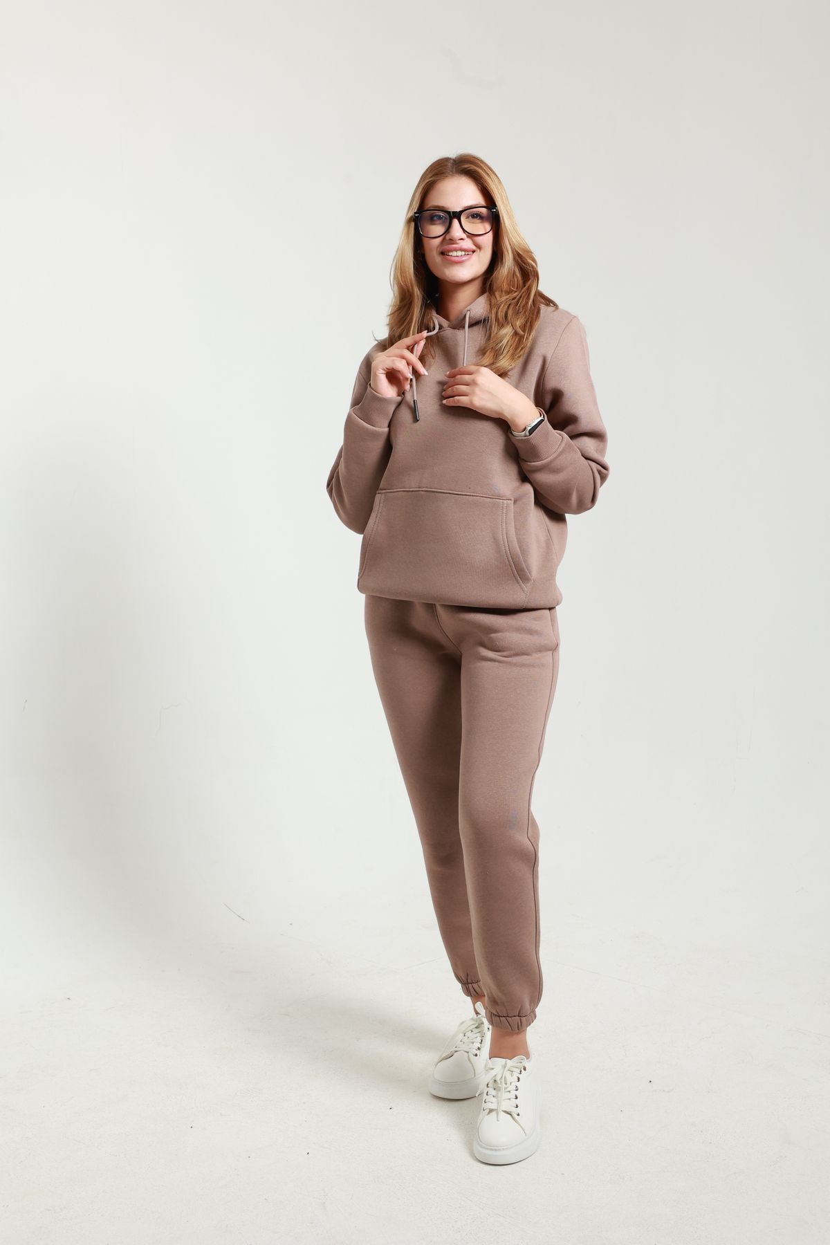 TKT Női tréningruha szett - 3 szál, kapucnis, kenguru zseb, puha polár