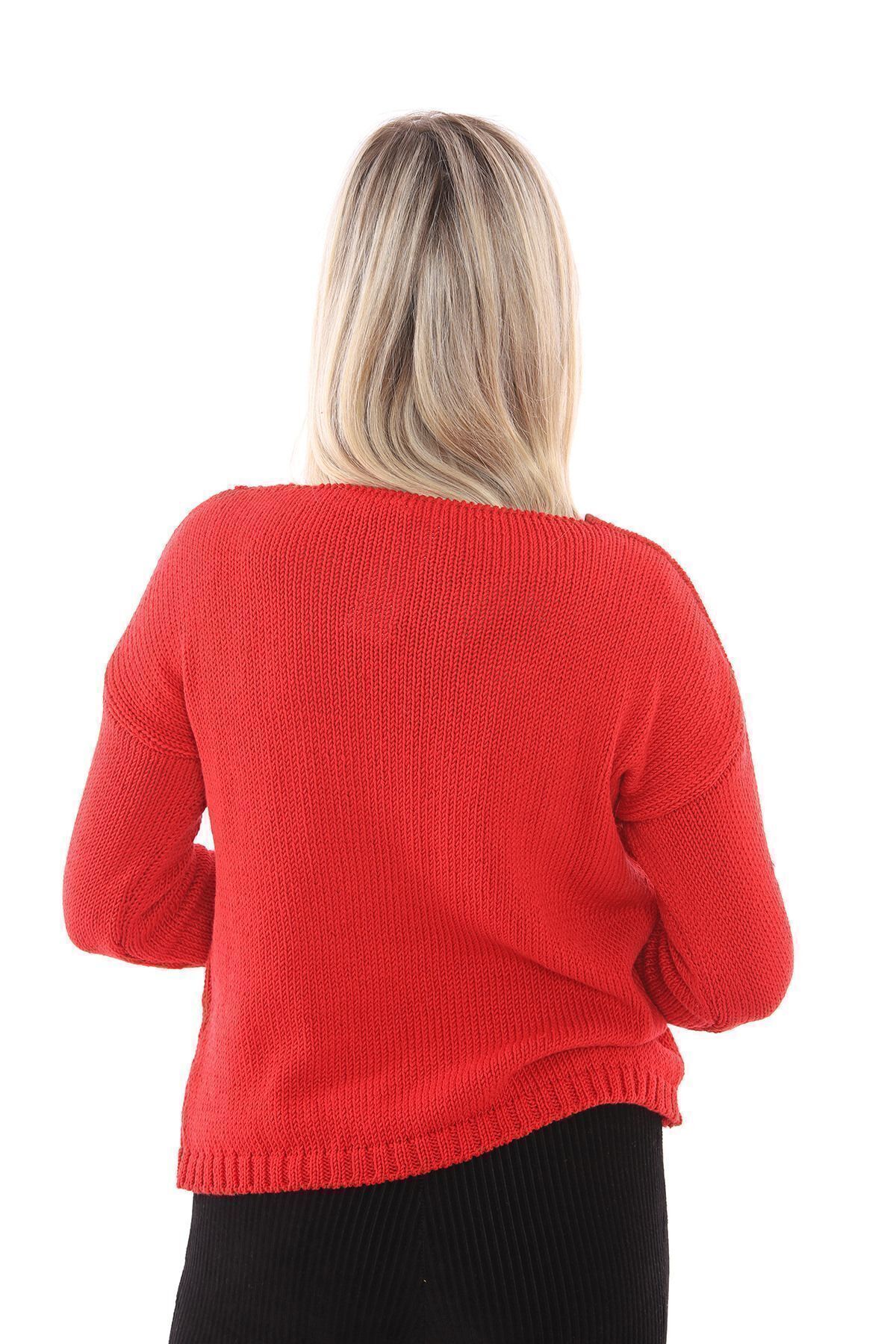 Sense-Crew Neck Cotton Acrylic Sweater| Trk32010 Red 3