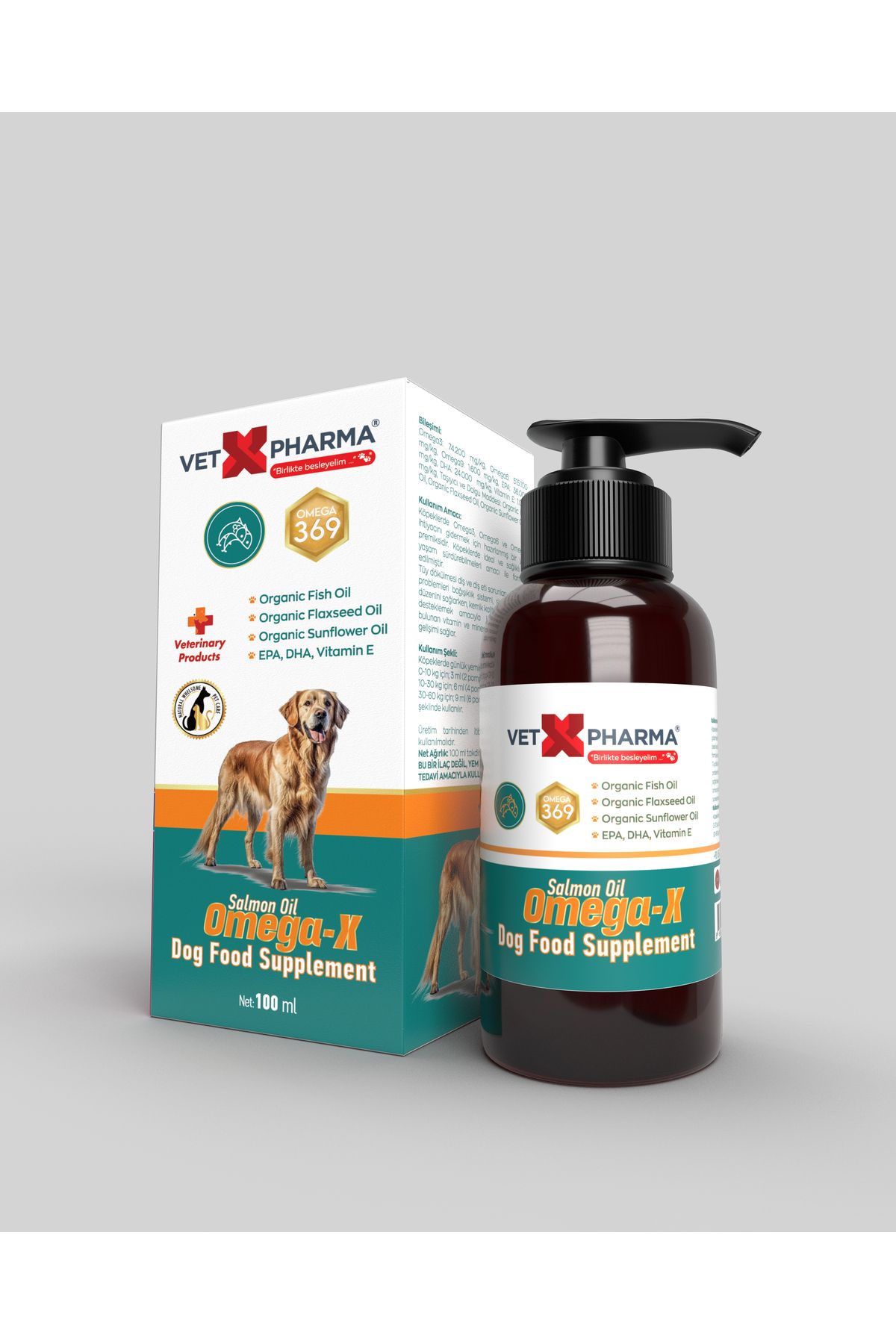 vetxpharma OMEGAX KÖPEK SALMON OİL EKLEM VE SİNDİRİM SİSTEMİ DESTEKLEYİCİ 100 ML