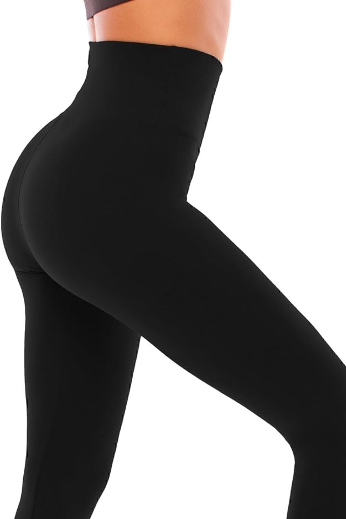 COTAS-Schwarze, straffende Leggings mit hoher Taille für Freizeit und Sport im Fitnessstudio für Damen 2