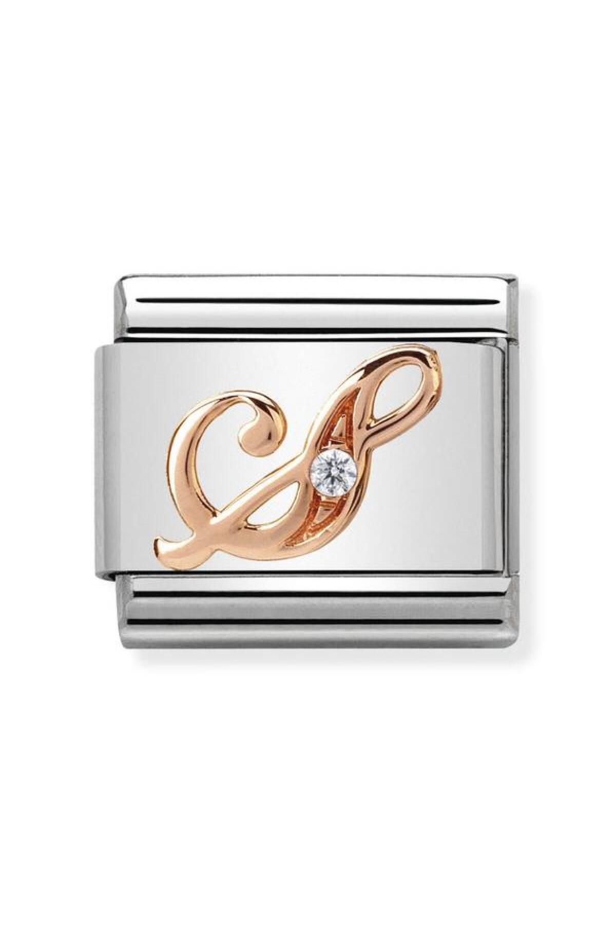 Composable Classic Decorative Link - Letters - S- (19 S) 9K Rose Gold Zircon