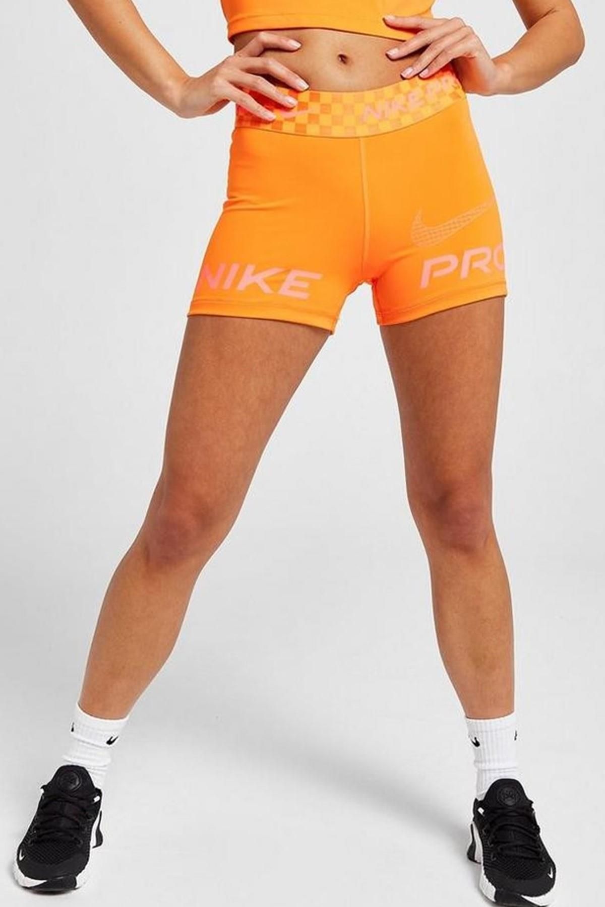Nike Dri Fit Training Pro Graphic 3 Women s Tights Shorts Orange Trendyol