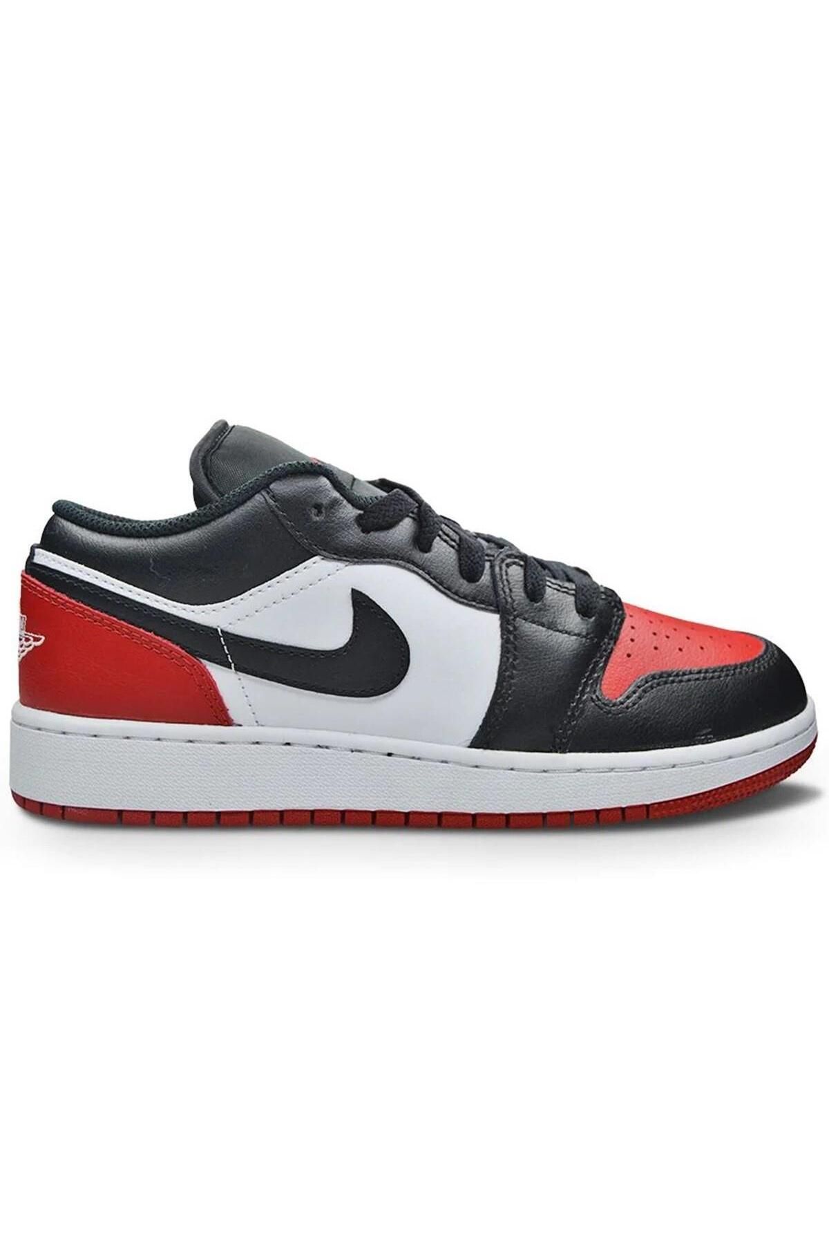 Nike Air Jordan 1 Low GS Leather Sneaker Hakiki Deri Siyah K rm z Erkek Spor Ayakkab Fiyat Yorumlar Trendyol