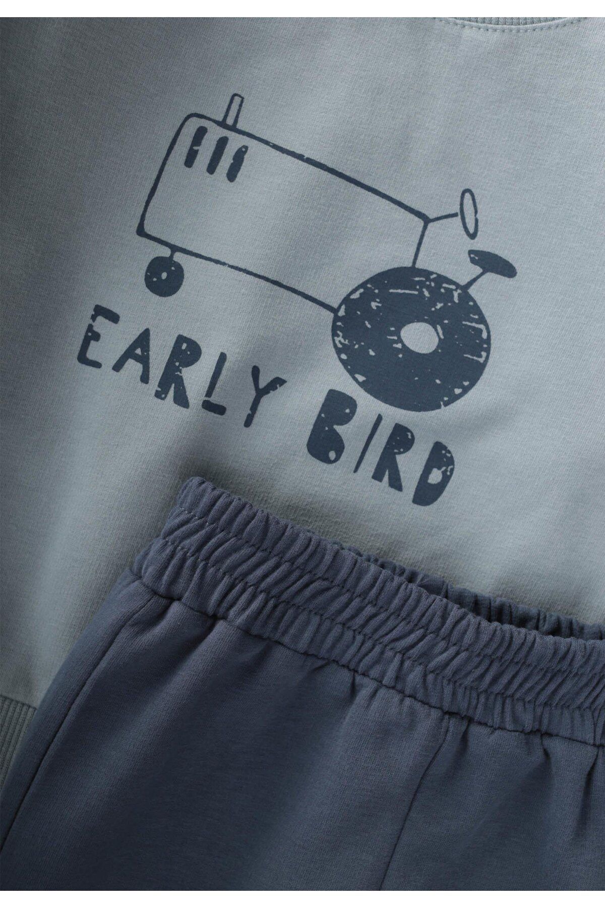 Early Bırd Baskılı Sweatshirt Takım Mint Yeşili
