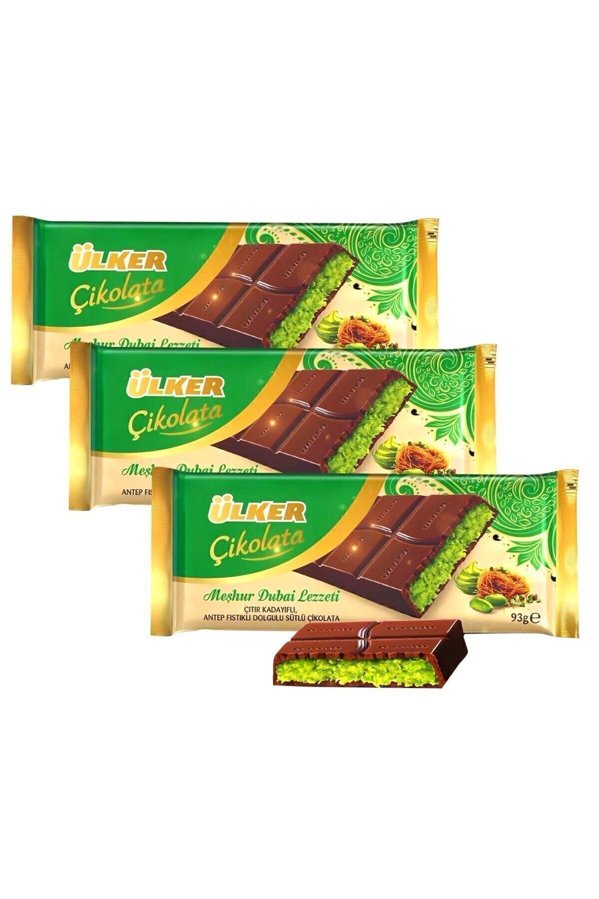 ülker famous dubai flavour dubai chocolate 93 gr x 3 pieces