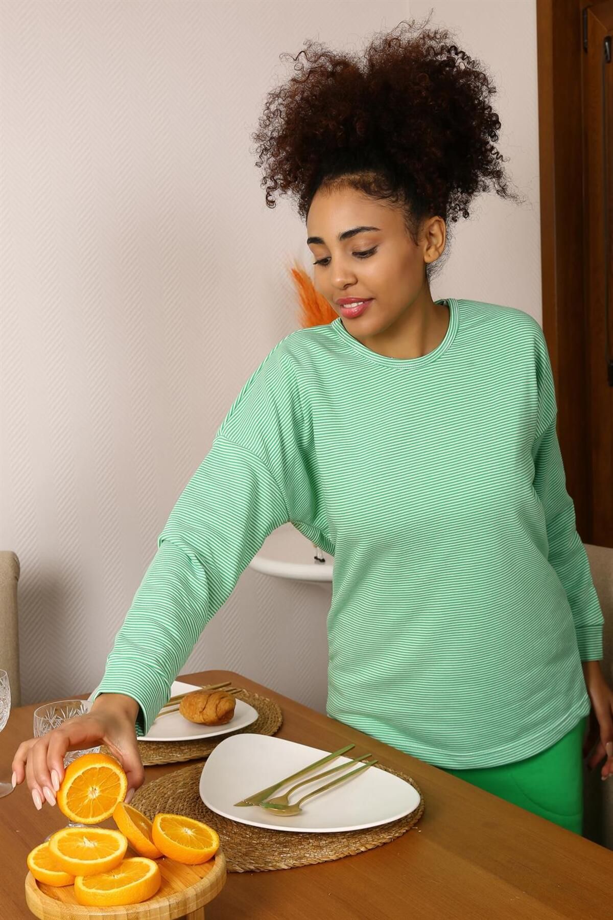 Women's Long Sleeve 3 Thread Combed Cotton Pajamas Set 4191