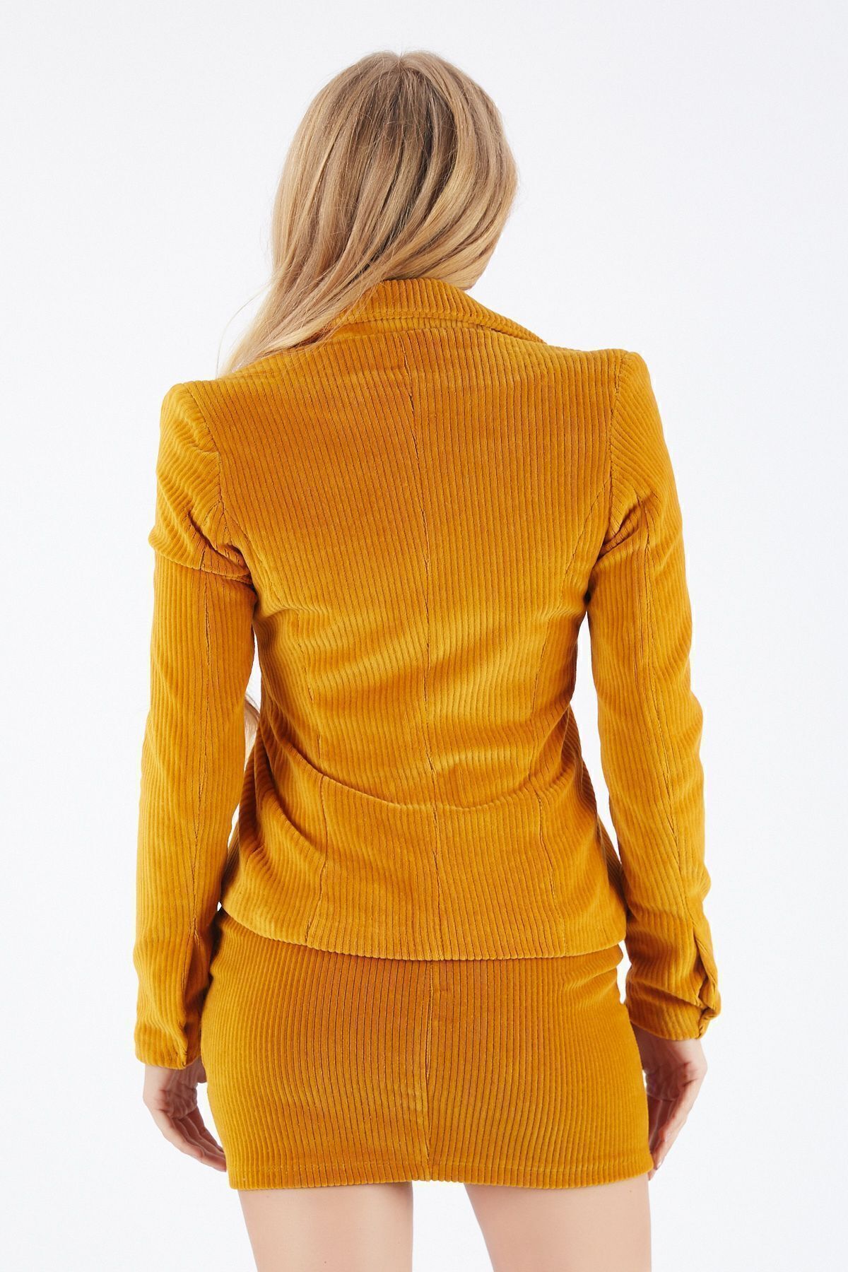 Sense-Corduroy Jacket with One Button on the Front| Ckt32307 Mustard 5