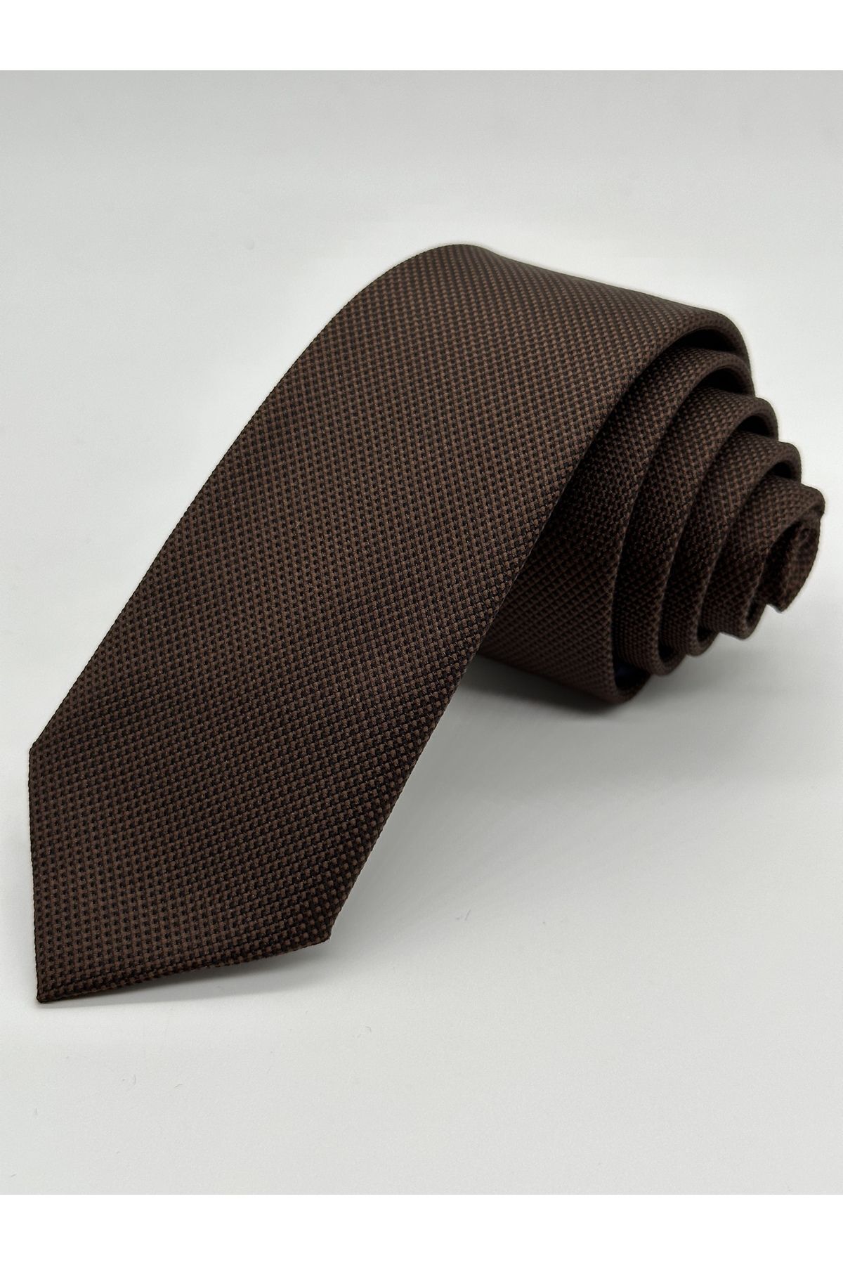 Gutiero  Kahverengi Kum Desenli Slim Kravat - Görsel 2