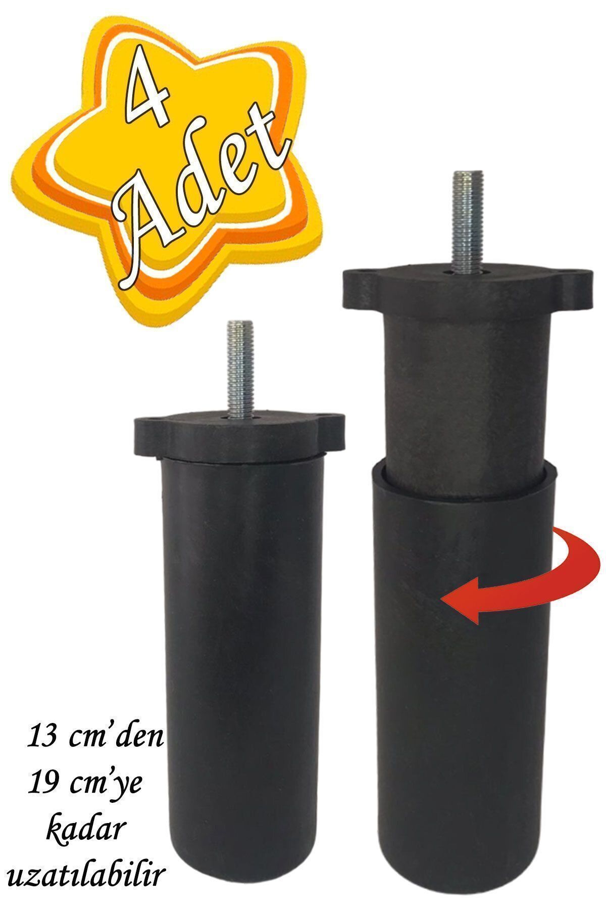 4 Adjustable Support Legs 13 X 19 Cm Black Concealed Foot M8 Bolt Inced Furniture Sofa Base Seat