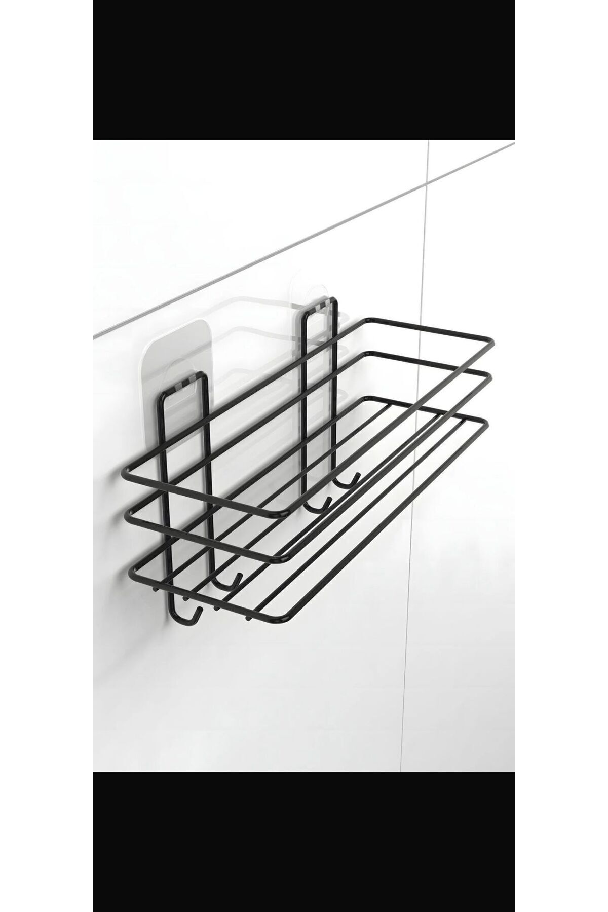LinkaHome Metal Kancalı Tek Katlı Banyo Rafı