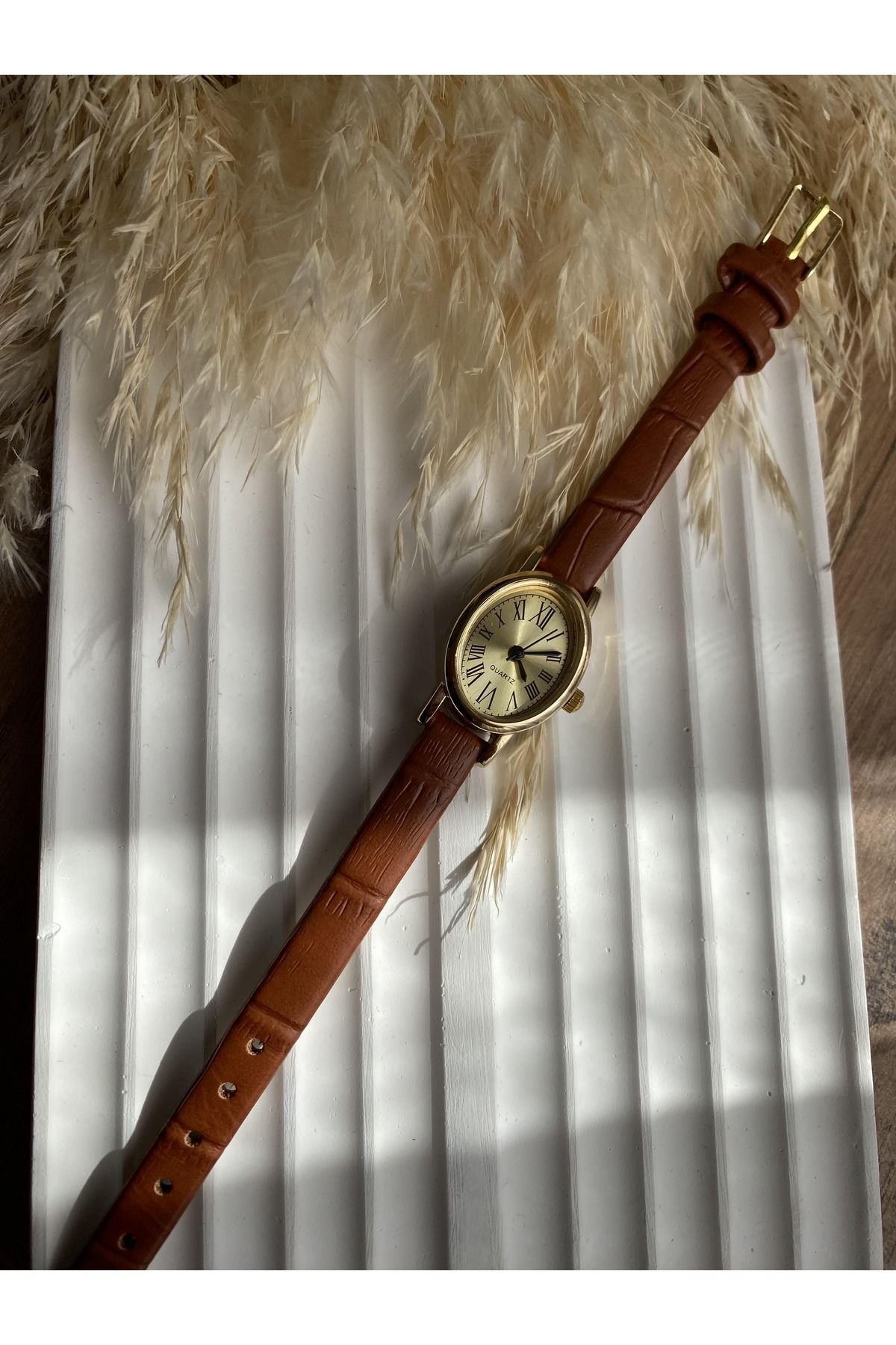 QUARTZ Rubsey Vintage Kadın Kol Saati Retro Deri Kordon 1 Adet görsel 5