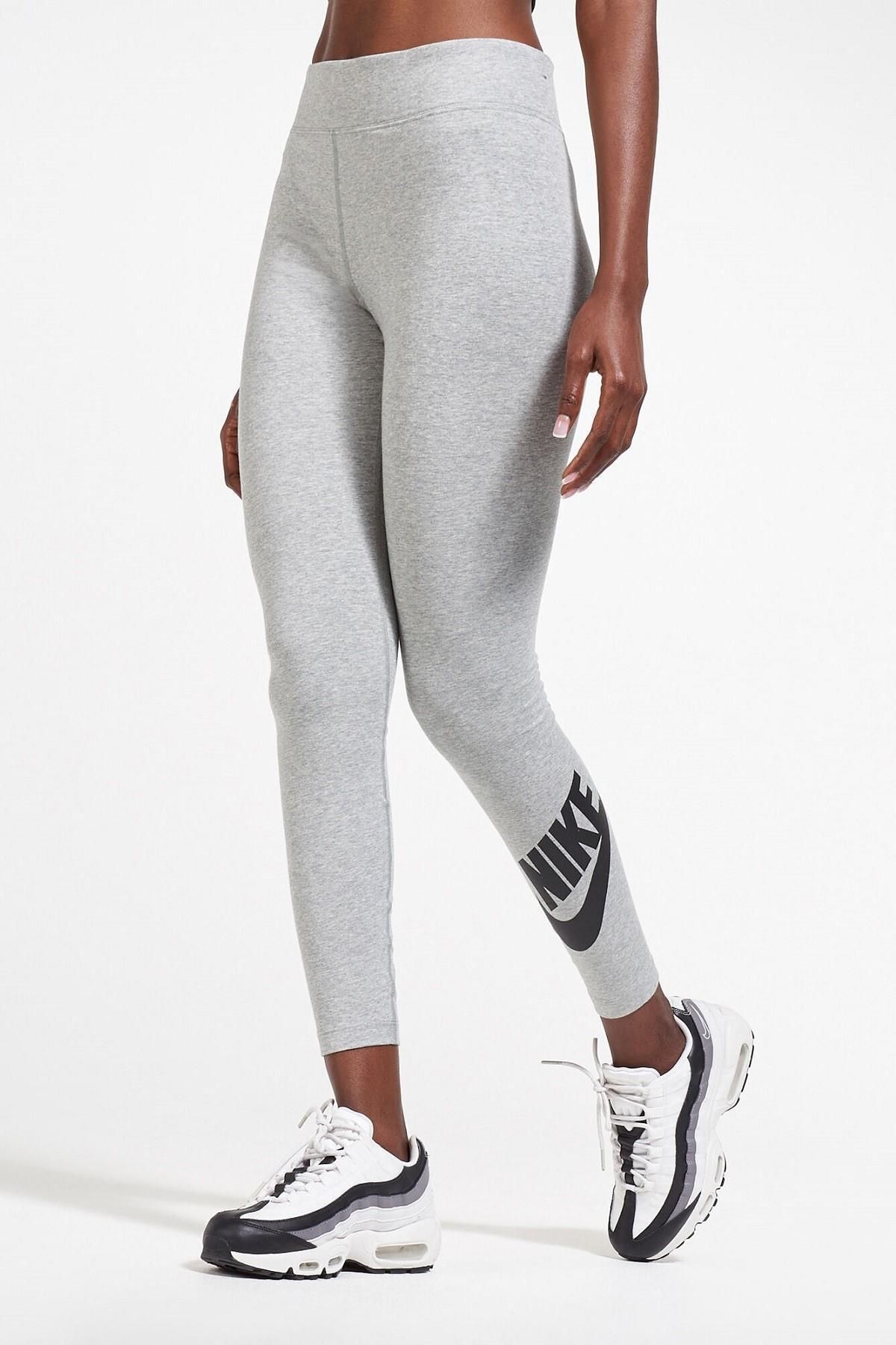 Nike Sportswear Club High rise Leggings Yuksek Belli Pamuklu Gri Tayt