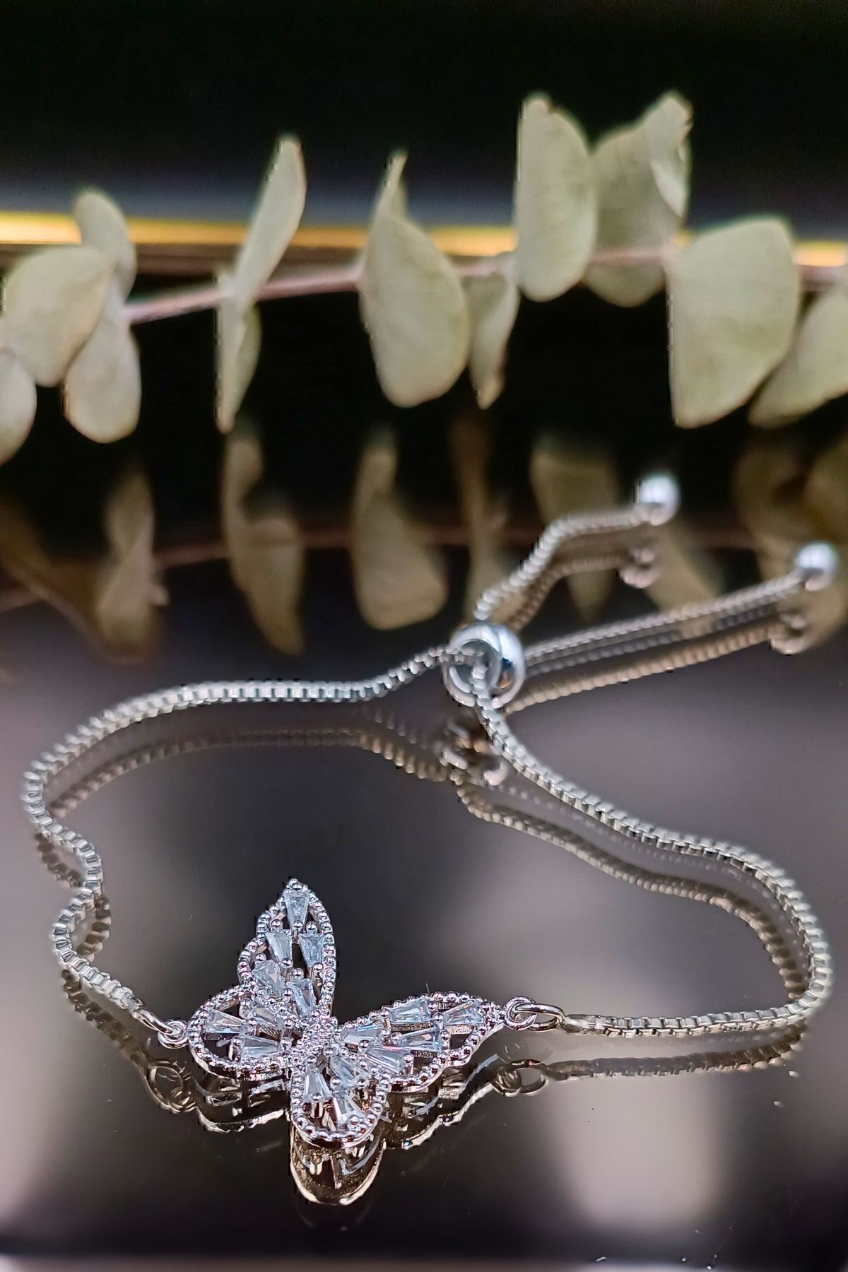 316 l steel tarnish free elevator chain butterfly zircon stone bracelet silver