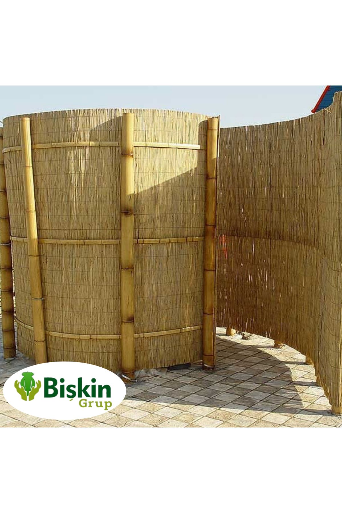 2Metre x 6Metre Eber Gölünden Bambu Kamış Hasır Çit, Gölgelik Bahçe ve Balkon Çiti Misina Örgü 4