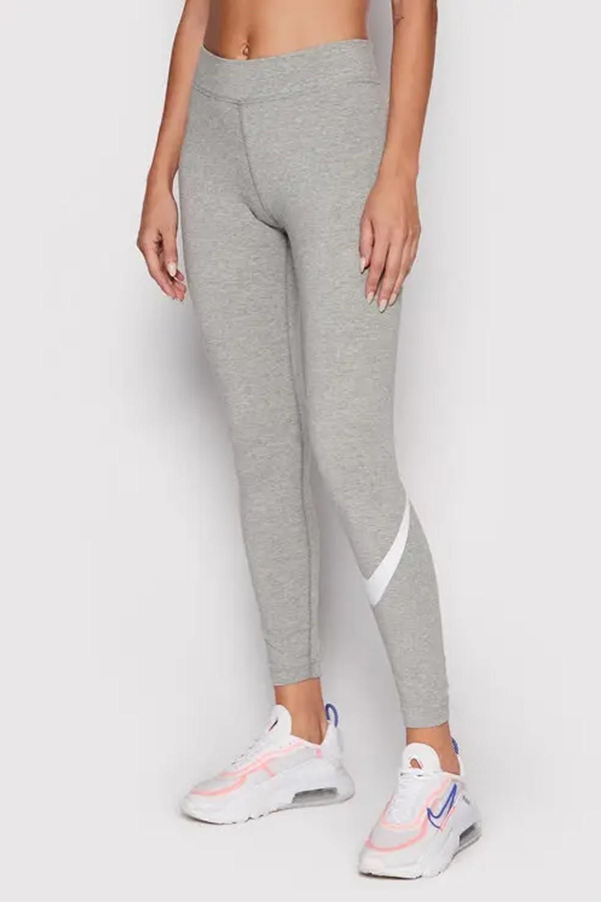 Nike Sportswear Essential Cotton Swoosh Leggings Gray Pamuklu Kad n Tayt Gri Fiyat Yorumlar Trendyol