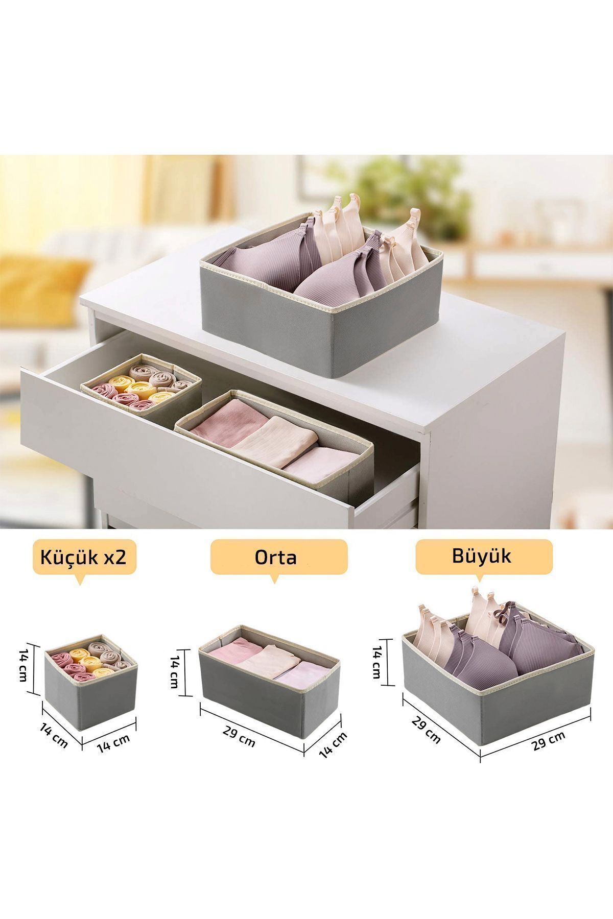 Helen's Home-Set cutie de depozitare pentru haine, șosete, 16 piese, gri pentru dulap și sertar 5