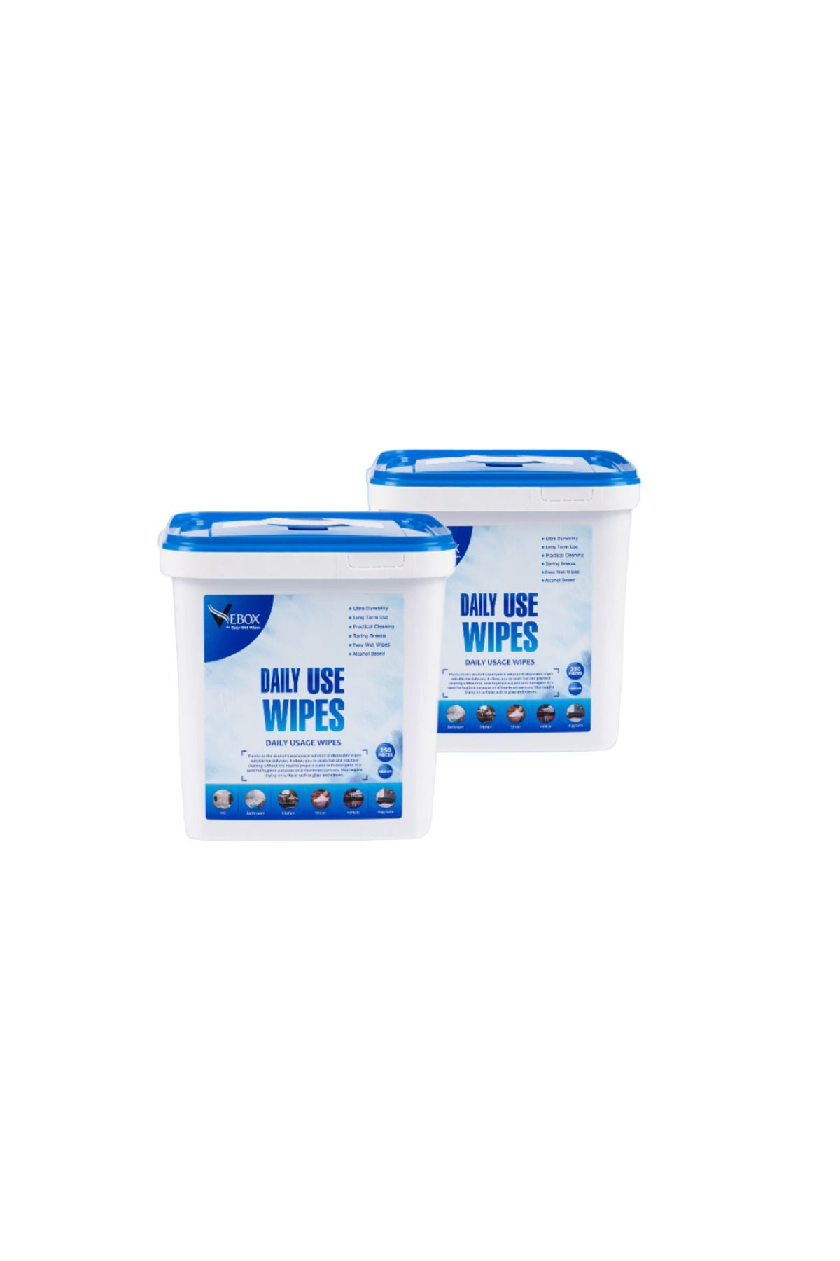 VEBOX-500 Sheets for Daily Use - 2 Pack Bucket and Wet Wipes Towels 5