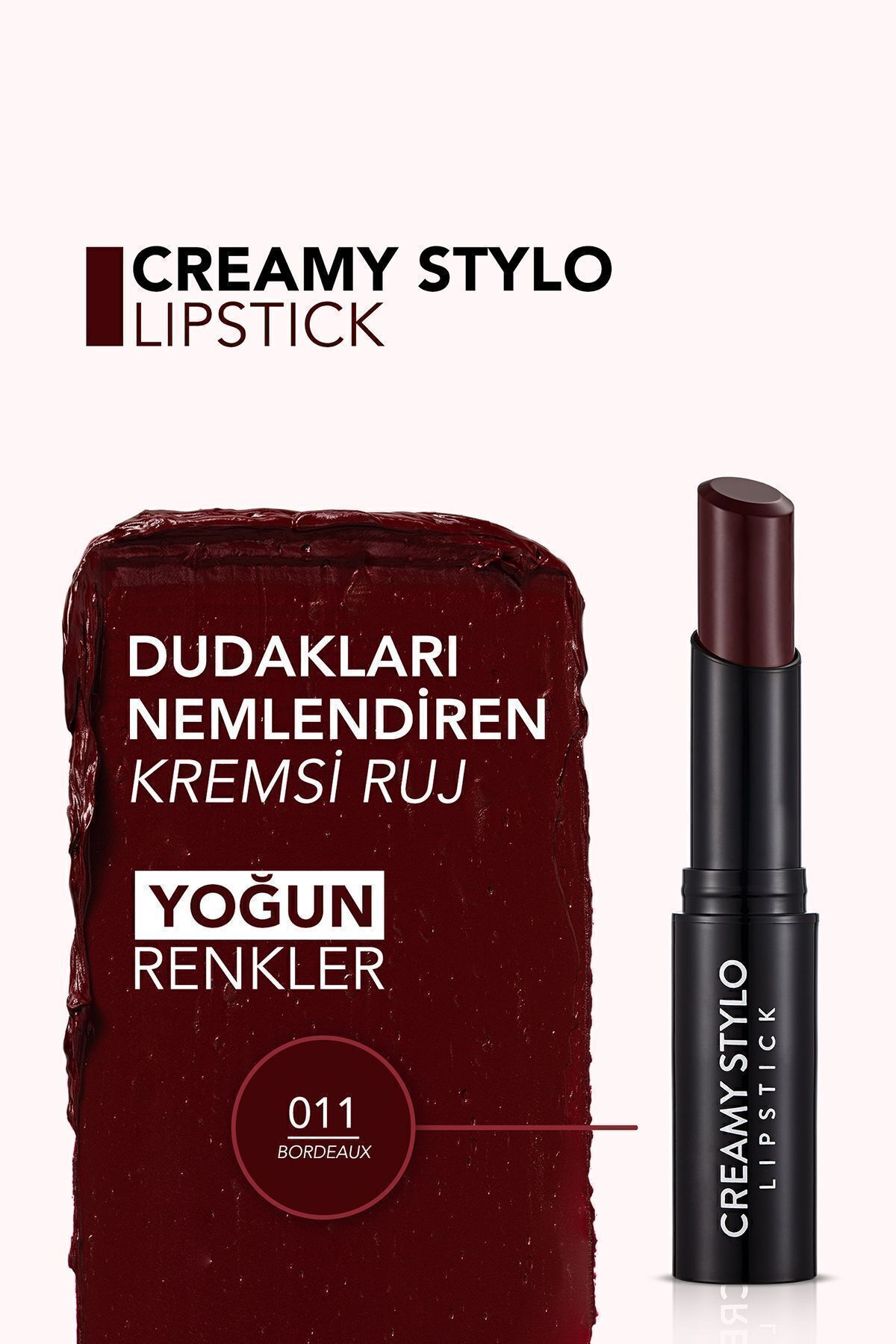 Flormar-Semi Glossy Stick Lipstick - Creamy Stylo Lipstick -011 Bordeaux-8682536013710 4