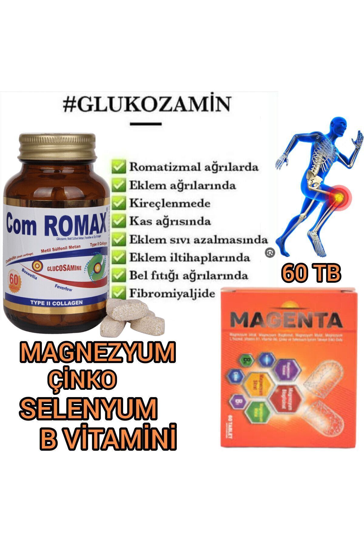 ufukfarma MAGENTA MAGNEZYUM 60TB & GLUKOZAMİN 60 TB