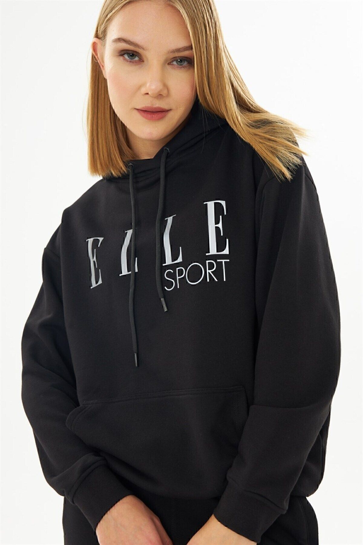 ELLE-Hanorac sport pentru damă, cu glugă, reflector de buzunar 3