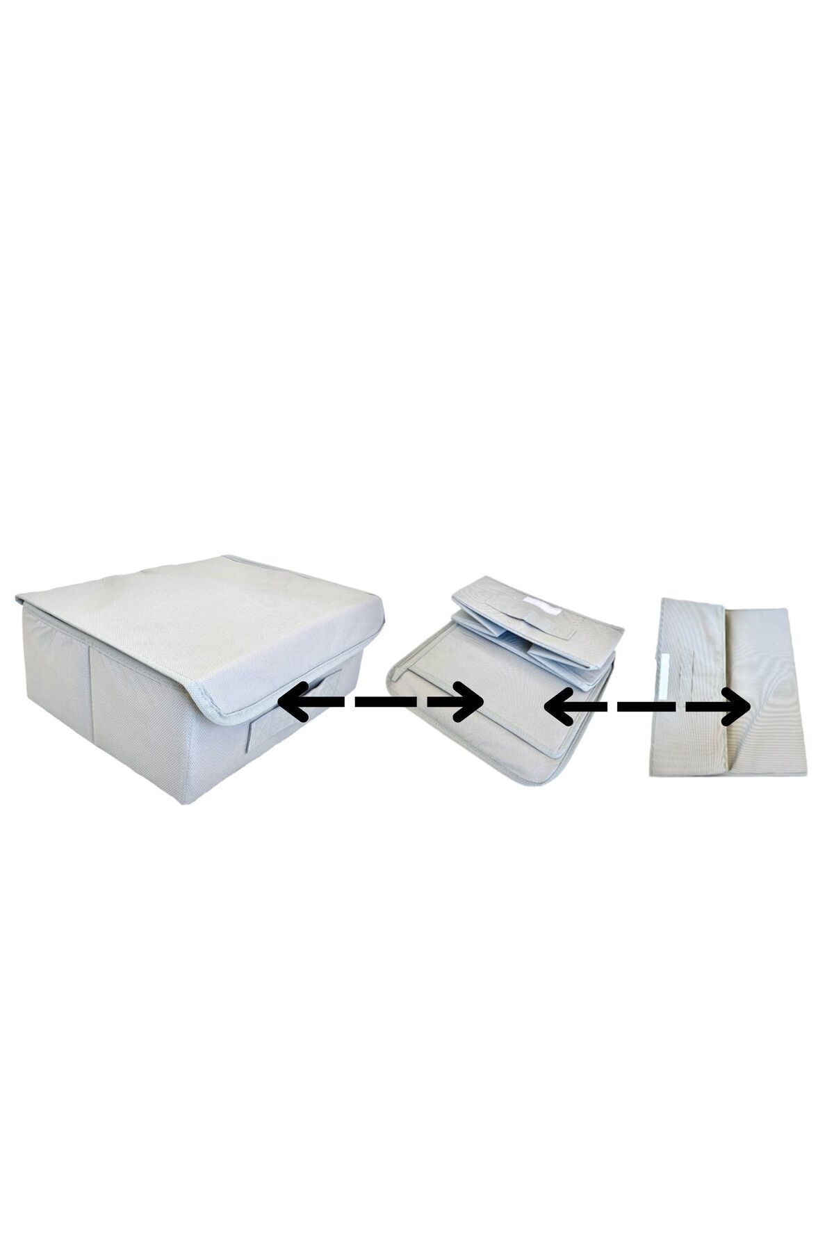 harev home collection-30X23X11 cm Gray Covered Cabinet Drawer and Jewelry Laundry Storage Box 4