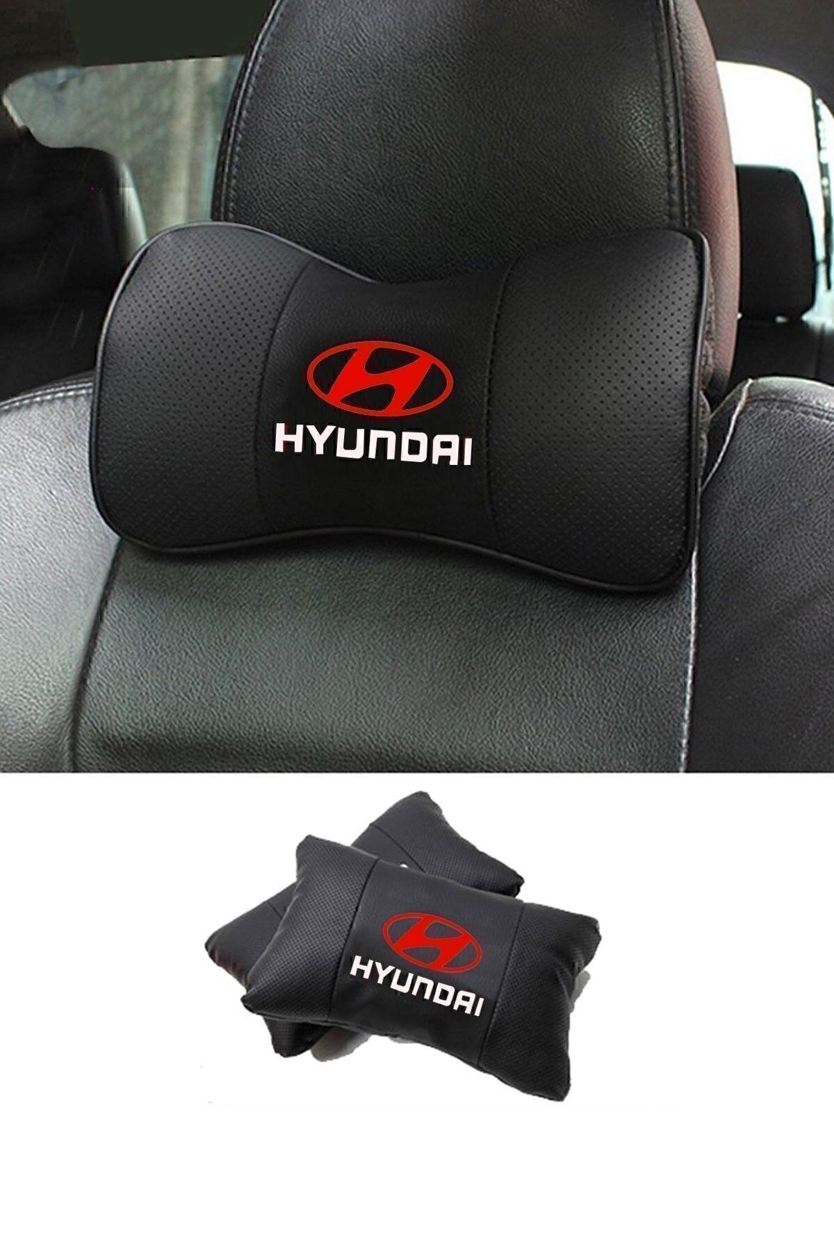 Hyundai Kırmızı beyaz Deri Yastık Konfor Seti 2'li Cma - 754