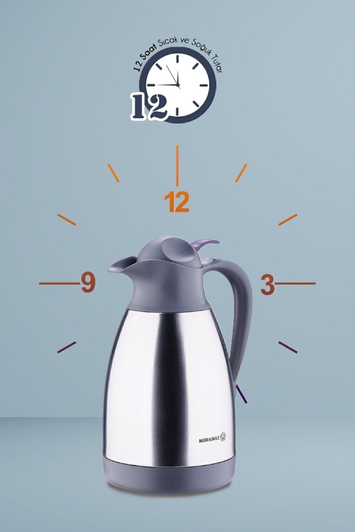 پیک نیک ضد باکتری دولایه استیل ضد زنگ A749 Satina Max 1.5 لیتر، فلاسک مناسب کمپینگ KORKMAZ اورجینال - تصویر 3