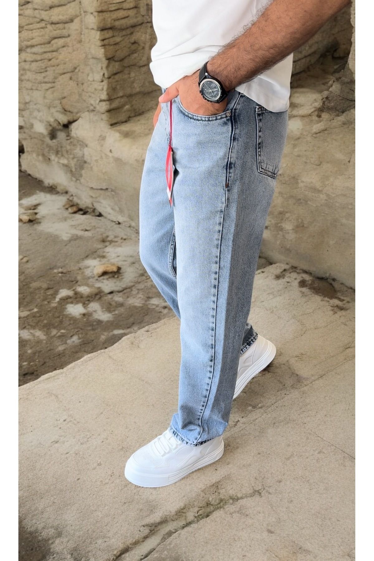 DENIM MAN  Erkek Buz Mavi Boyfriend Kalıp Jean Pantolon - Görsel 2