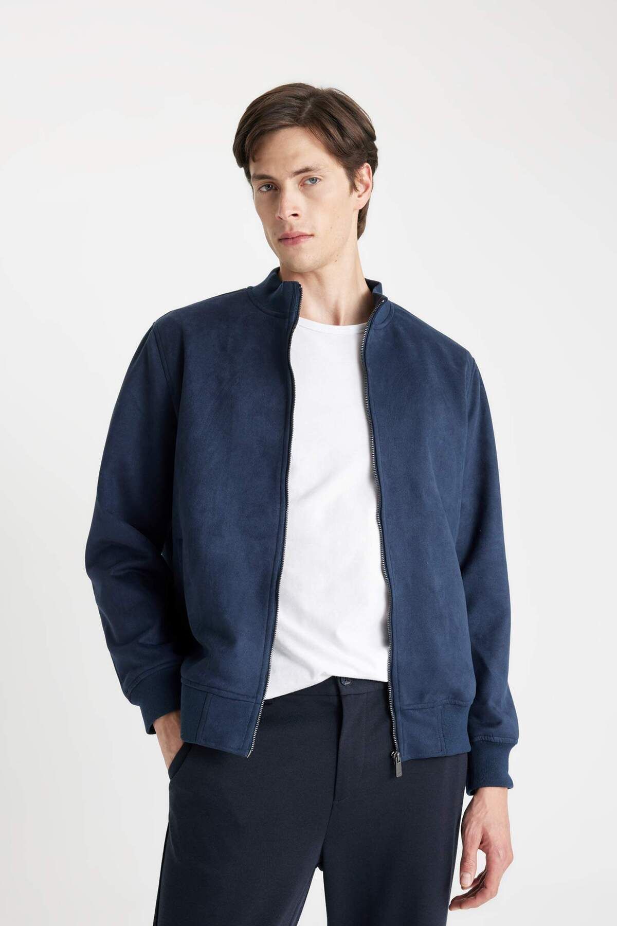 دفاکتو Slim Fit Slim Cut پایه یقه زیپ دار جیر کاپشن فصلی بهار D1524AX24WN