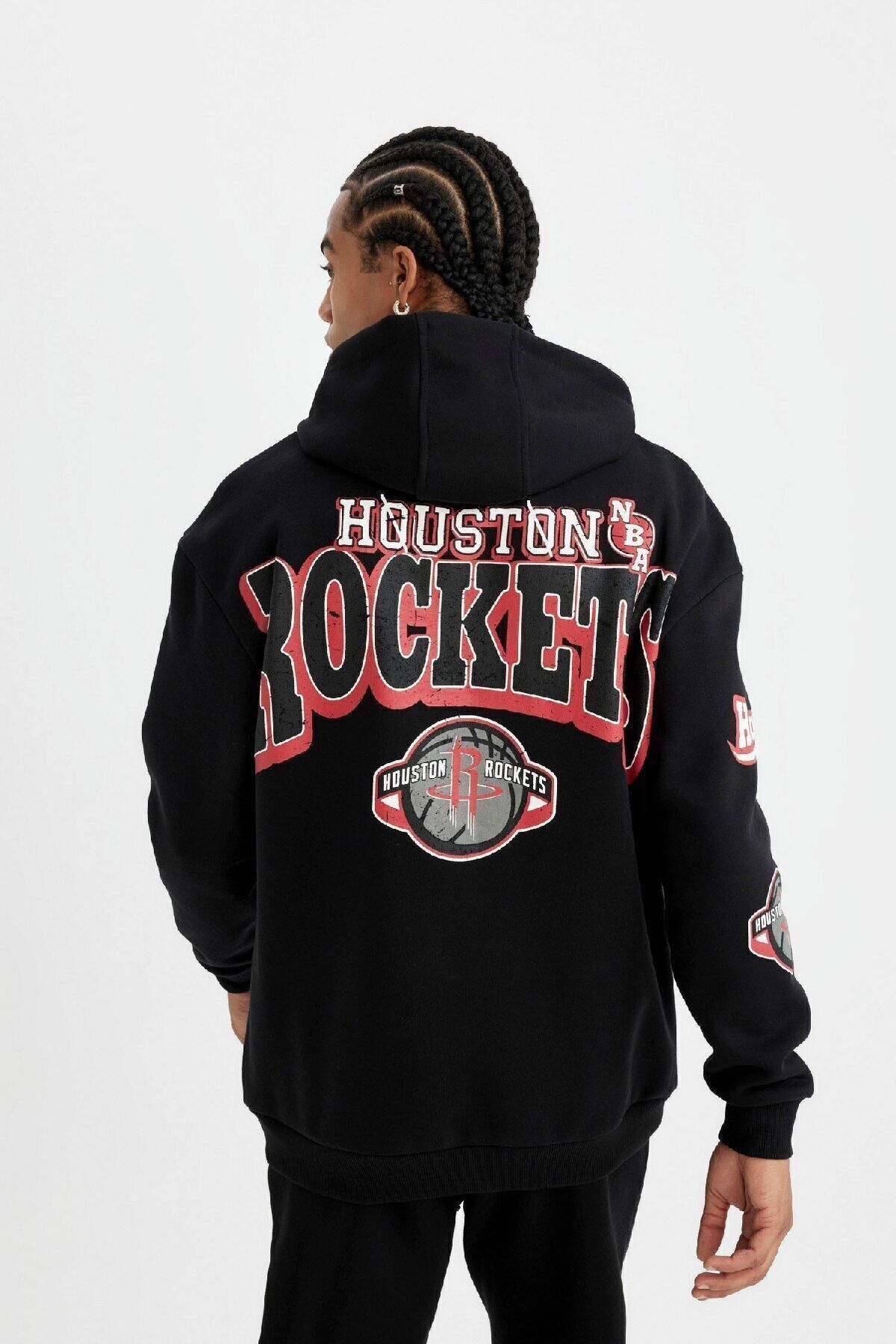 Defacto Fit Nba Houston Rockets Erkek Siyah Comfort Fit Kapu onlu Kal n Sweatshirt C9276ax24au Fiyat Yorumlar Trendyol