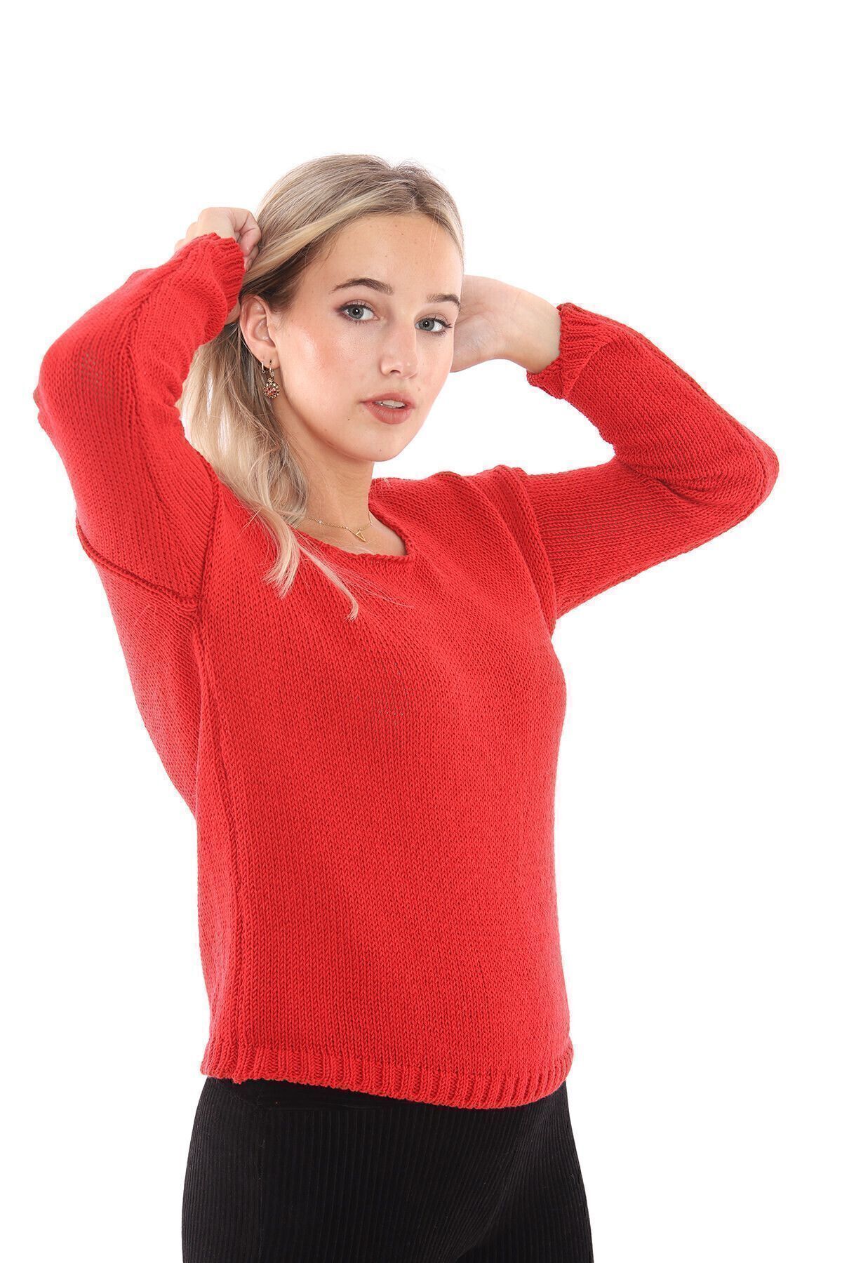 Sense-Crew Neck Cotton Acrylic Sweater| Trk32010 Red 2