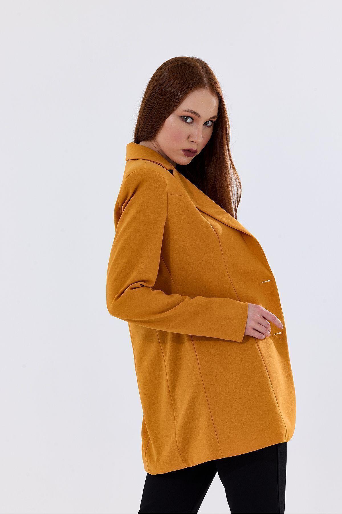 Sense-Safran Scuba Crepe Jacket - Buttoned and Lined, Ckt35446 6