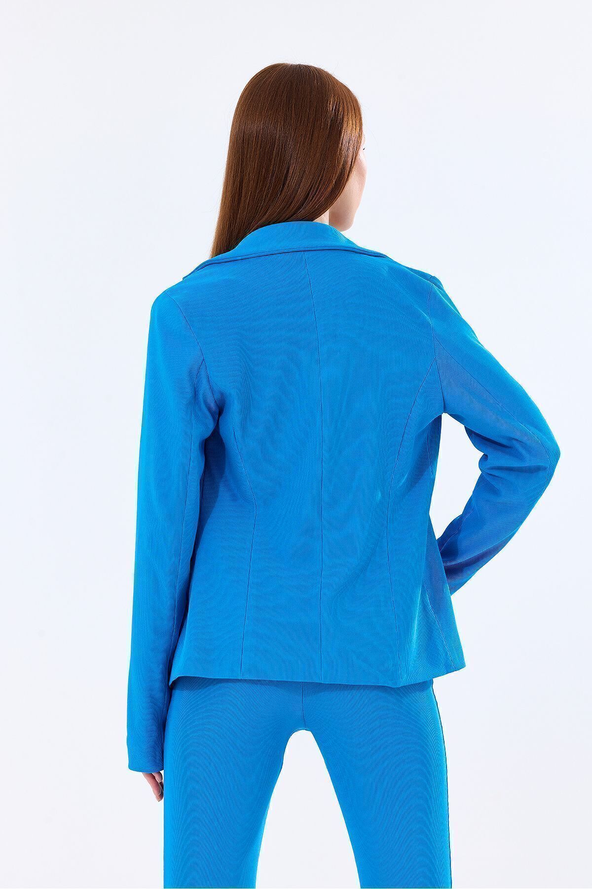 Sense-Turquoise Ottoman Jacket - Lined and Needle Detailed| Ckt34752 5