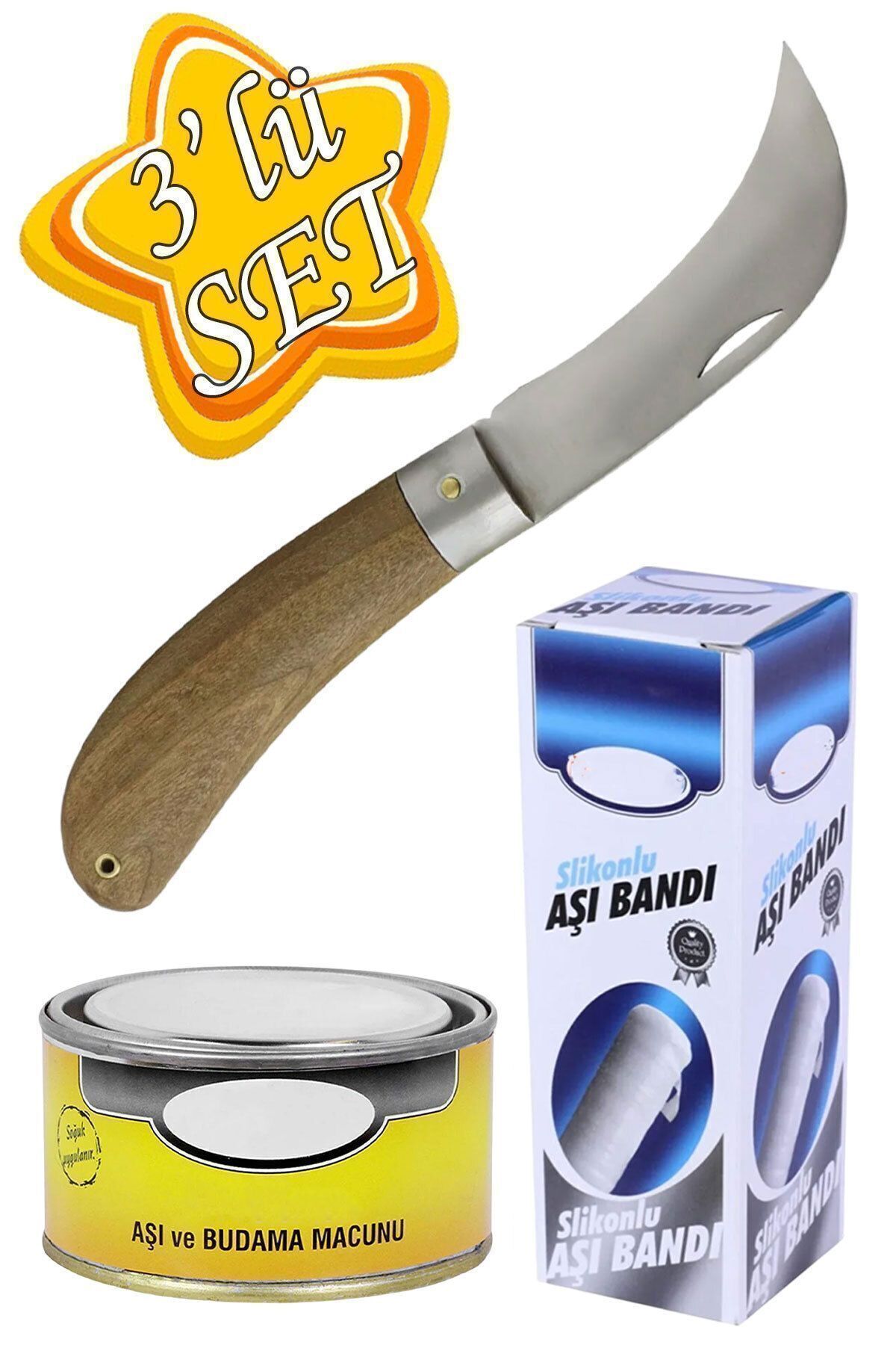 Vaccine Knife Curved Tip Tie Knife Knife Stainless Steel + Vaccine Tape + Vaccine Paste (SET OF 3)
