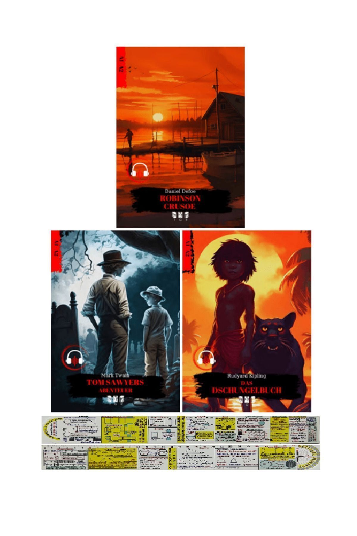Alfa Yayınları-German A1-A2 Level 3 Piece Novel Set + Mat. Teaching Ruler 1